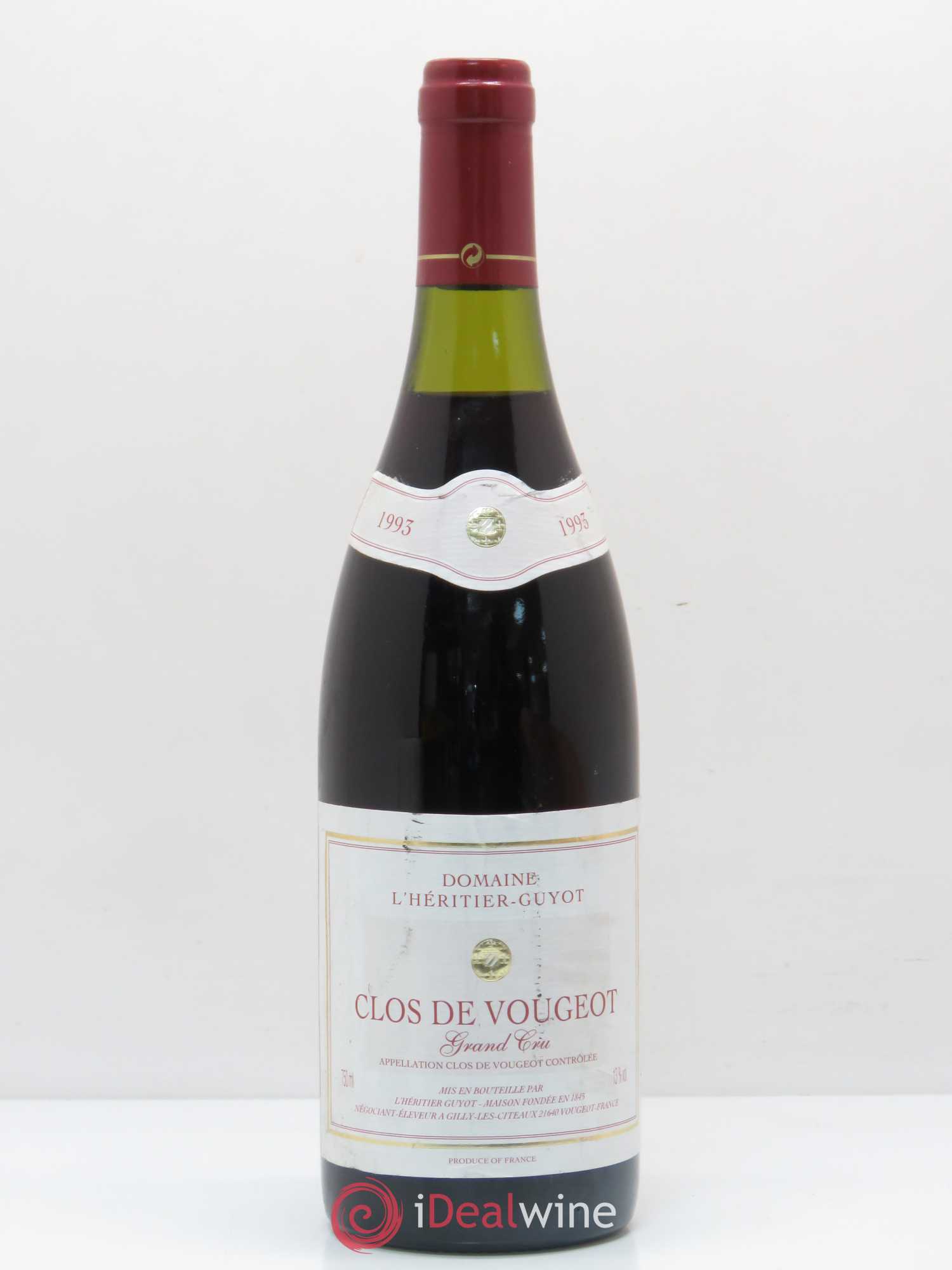Clos de Vougeot Grand Cru L'Heritier Guyot 1993 - Lot de 1 bouteille - 0
