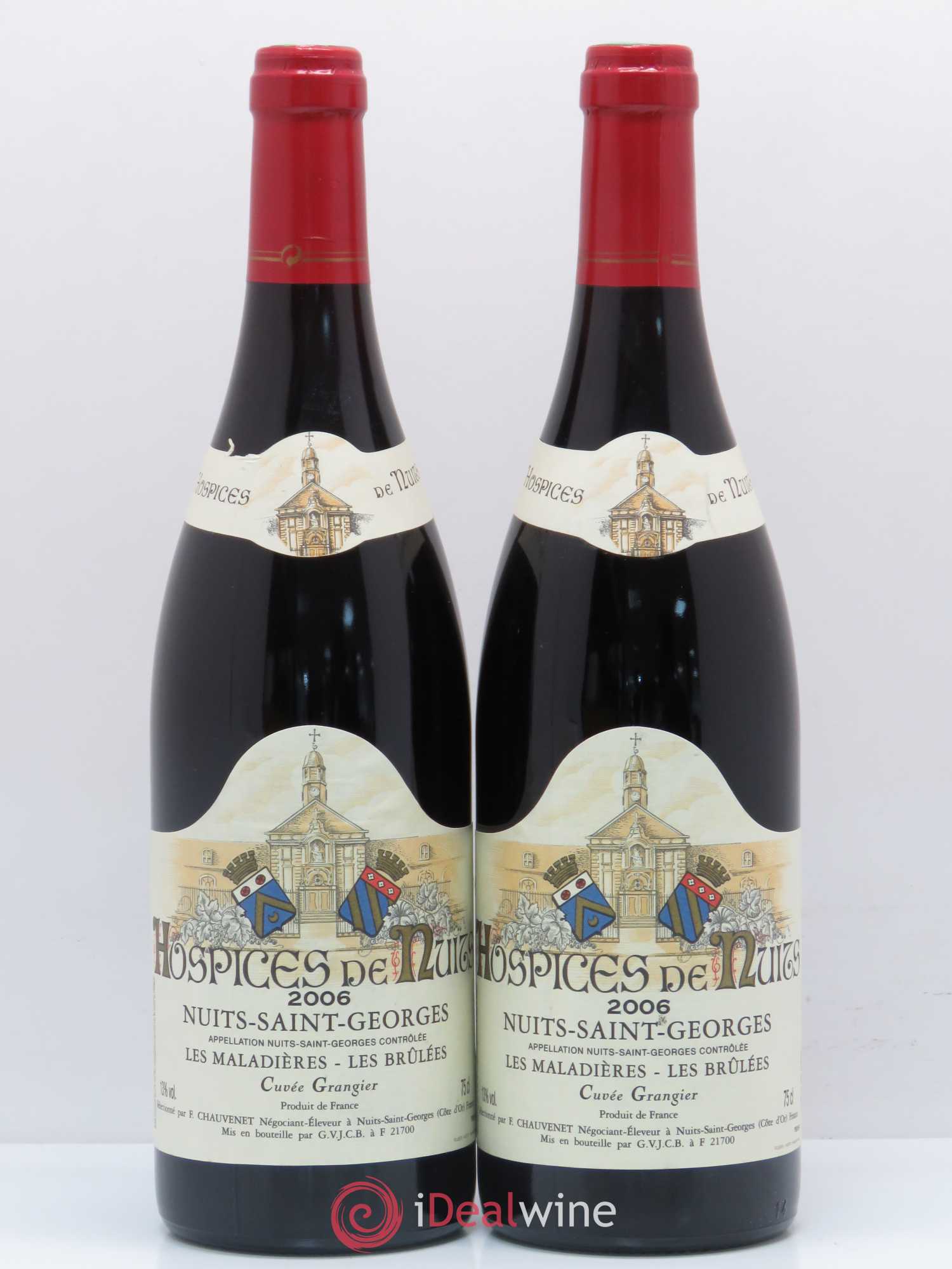 Nuits-Saint-Georges Les Maladières Les Brulées Cuvée Grangier Hospices De Nuits 2006 - Posten von 2 Flaschen - 0