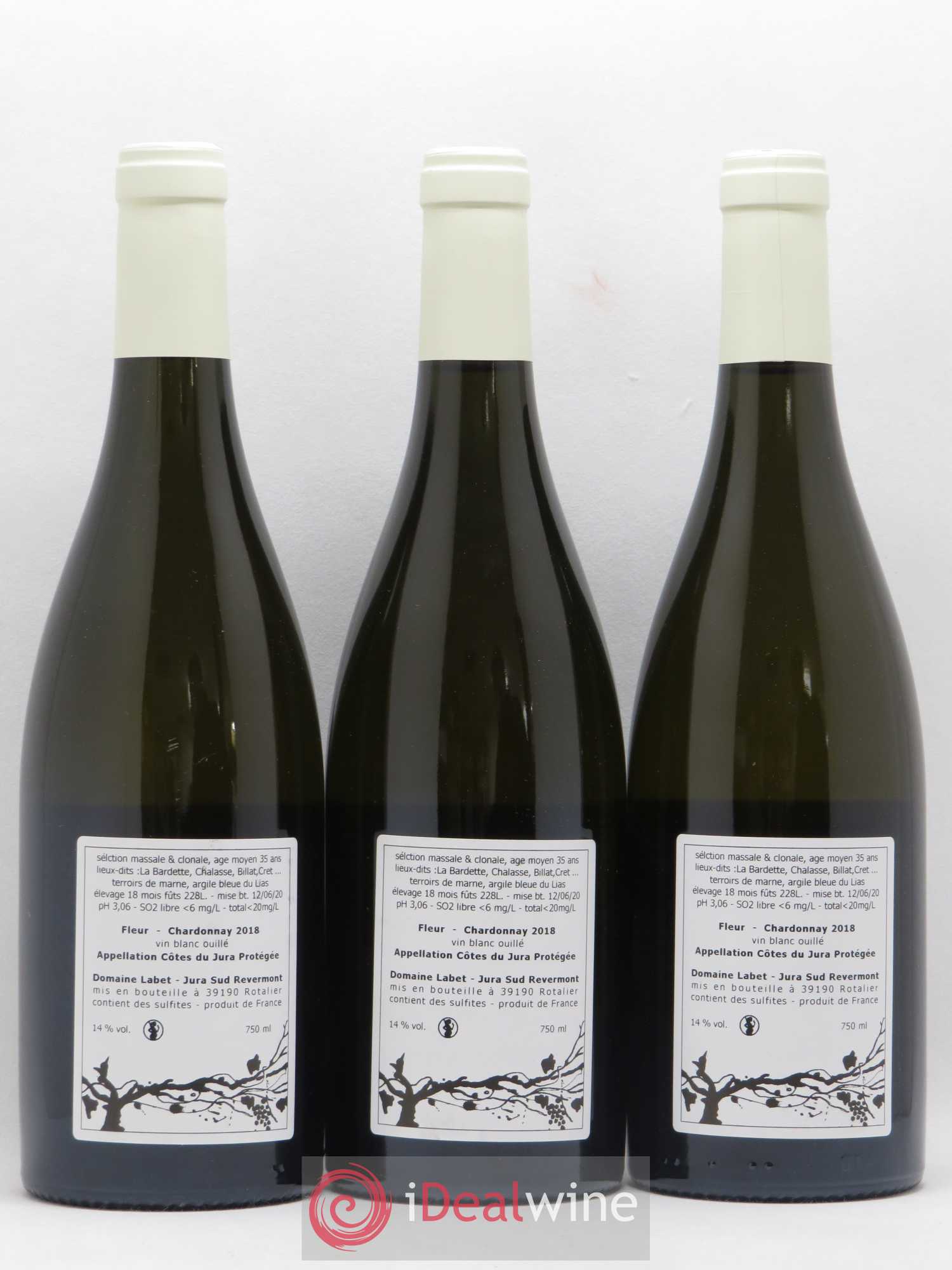 Côtes du Jura Chardonnay Fleur Romain - Julien - Charline Labet 2018 - Lot de 3 bouteilles - 1