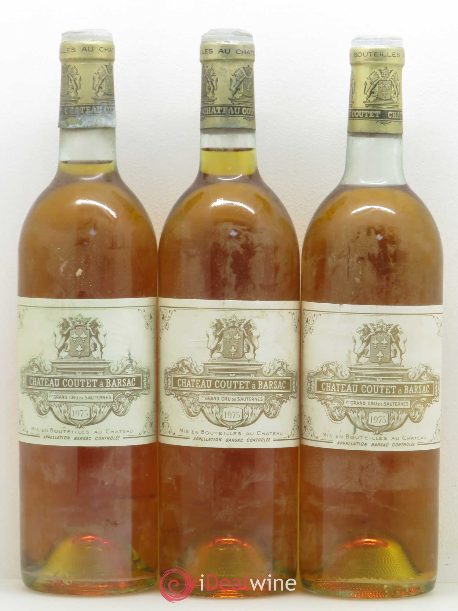 Château Coutet 1er Grand Cru Classé 1975 - Lotto di 3 bottiglie - 0