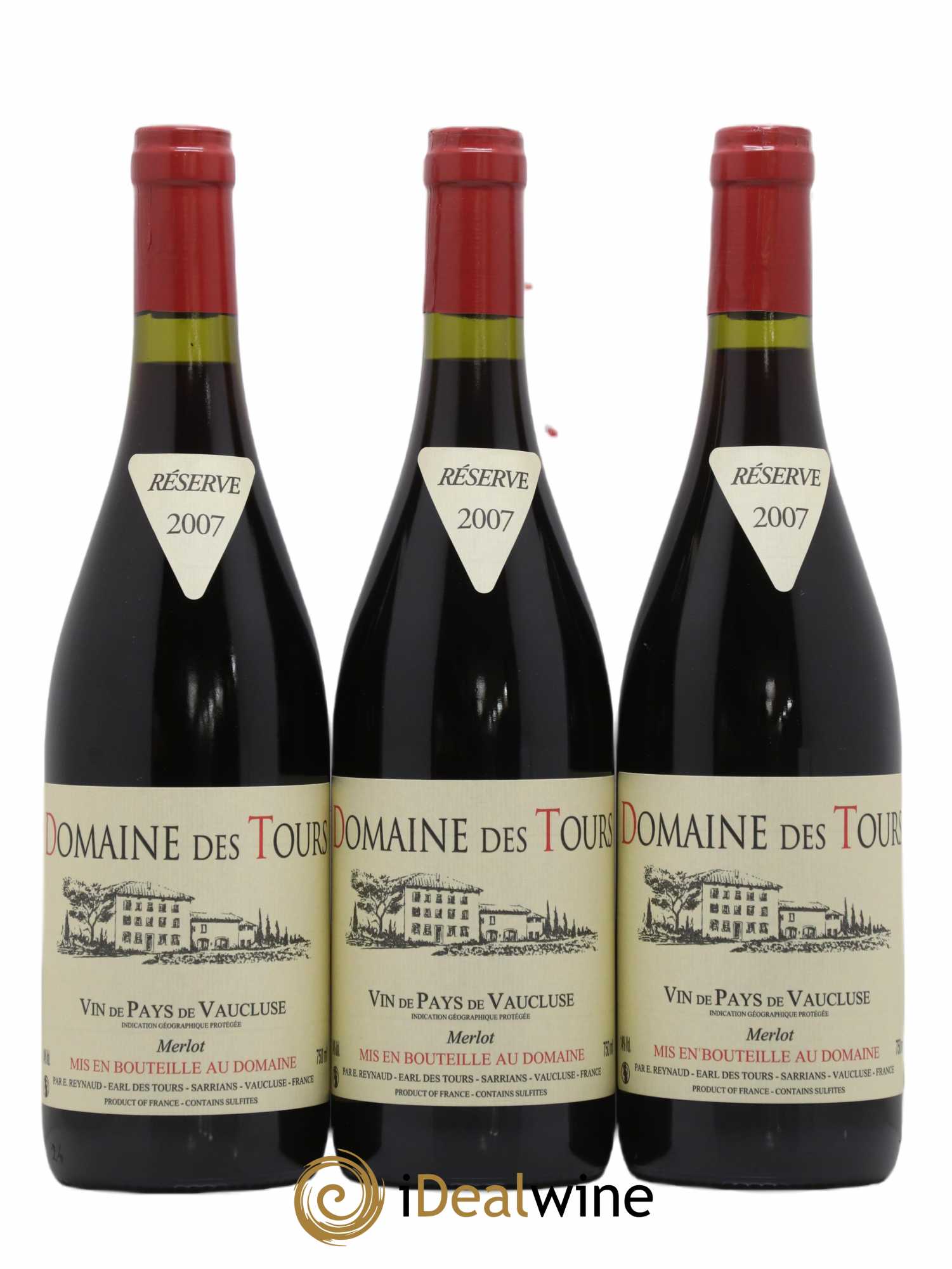 Vaucluse Domaine des Tours Merlot Emmanuel Reynaud 2007 - Lot de 3 bouteilles - 0