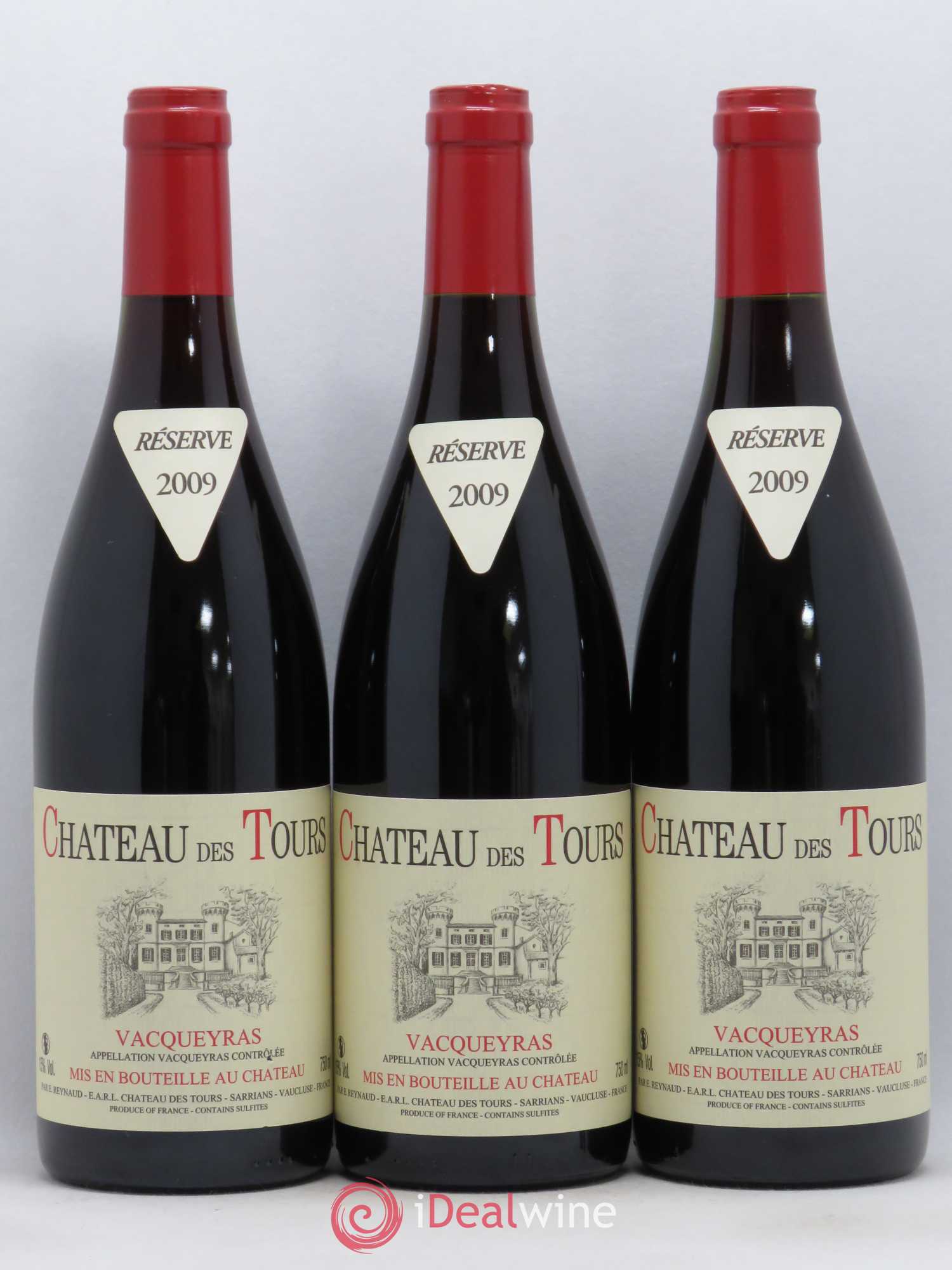 Vacqueyras Château des Tours Emmanuel Reynaud 2009 - Lot de 3 bouteilles - 0
