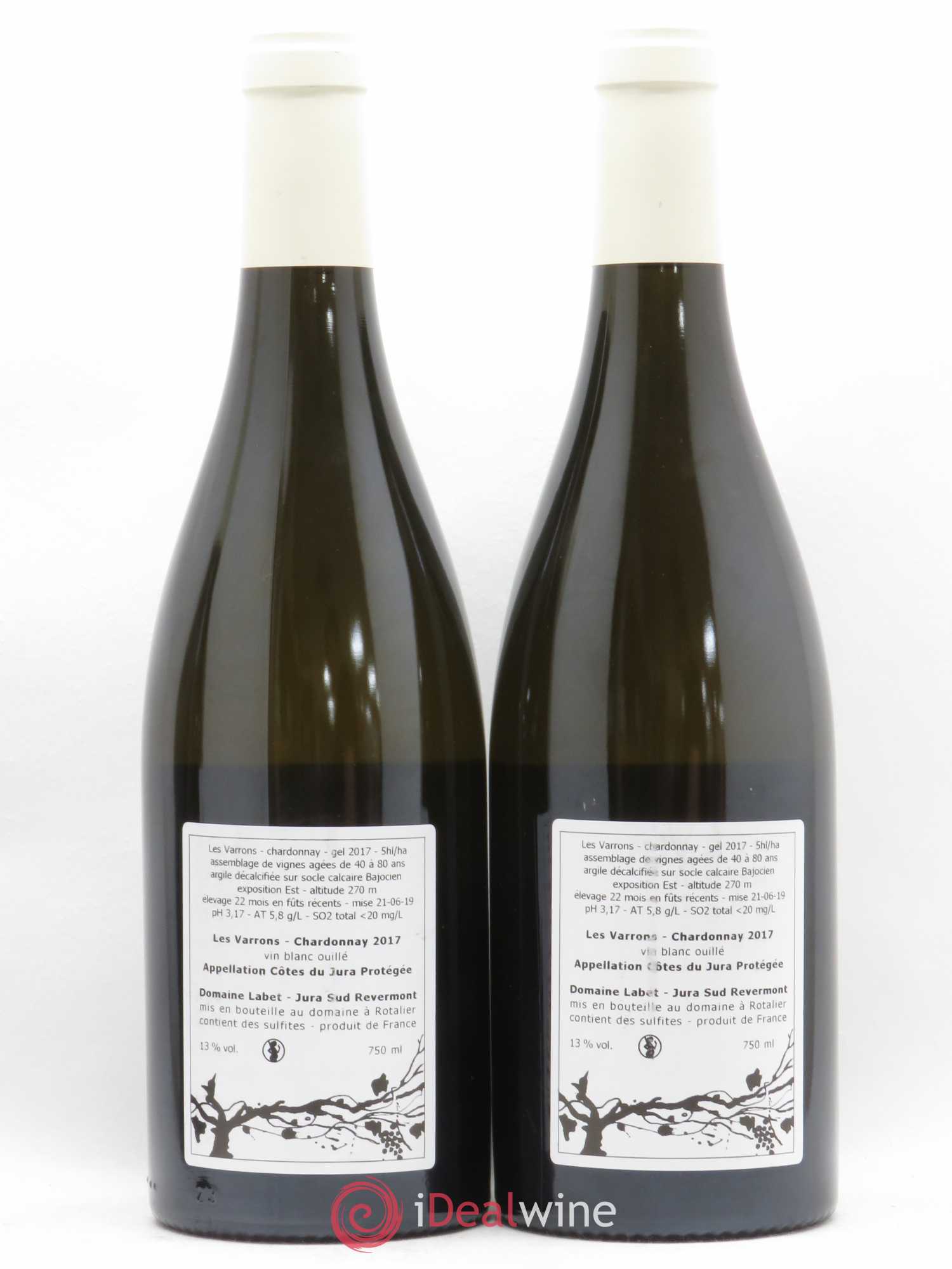 Côtes du Jura Chardonnay Les Varrons Romain - Julien - Charline Labet 2017 - Lot de 2 bouteilles - 1