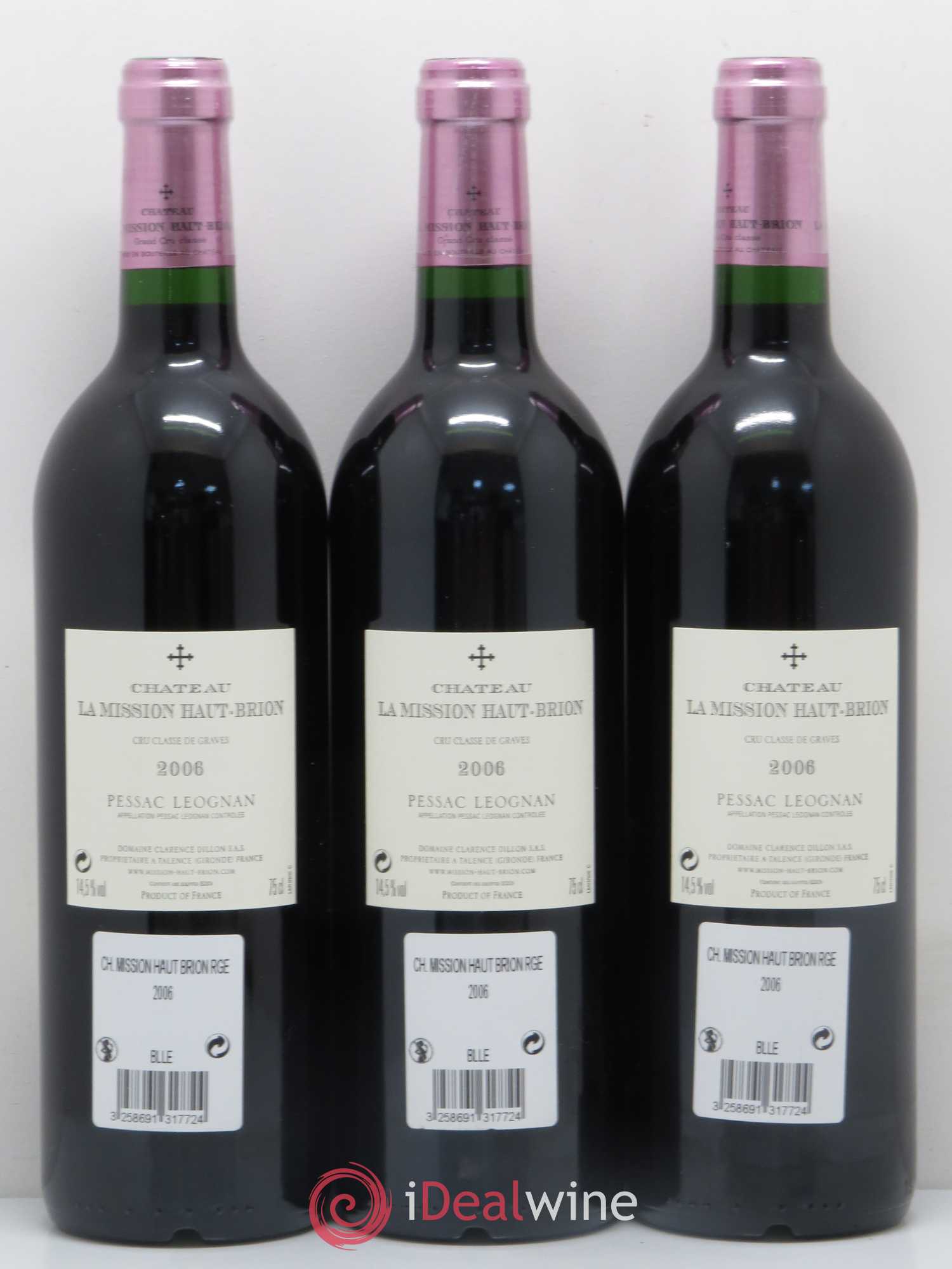 Château la Mission Haut-Brion Cru Classé de Graves 2006 - Lot de 3 bouteilles - 1
