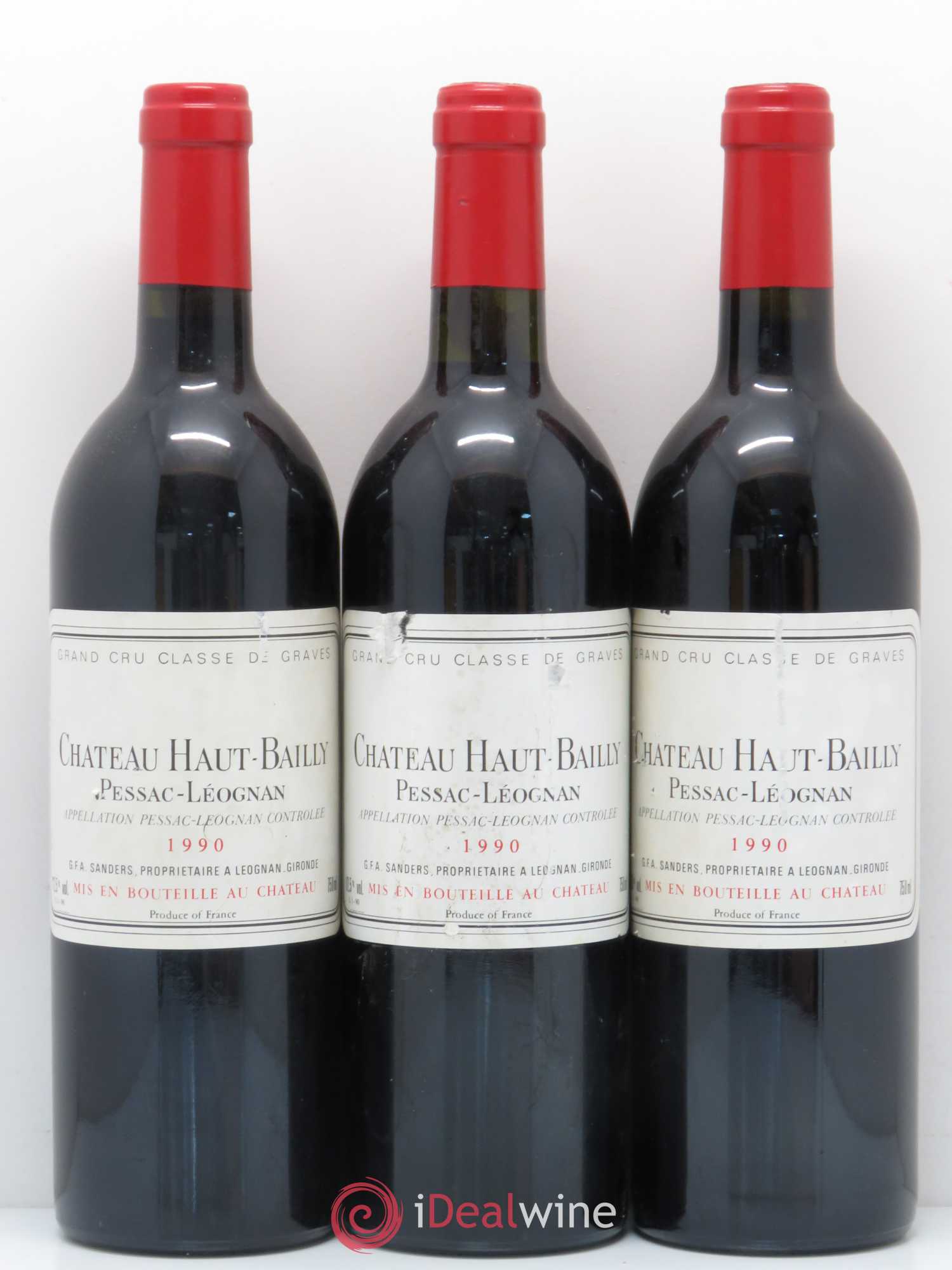 Château Haut-Bailly Cru Classé de Graves 1990 - Lot de 3 bouteilles - 0