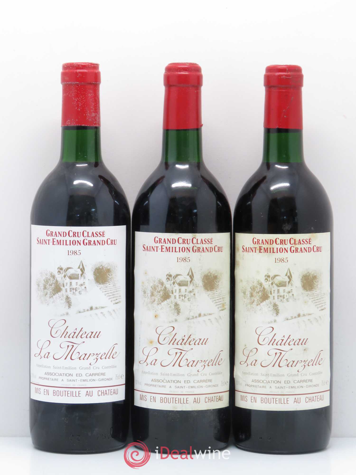 Château La Marzelle Grand Cru Classé 1985 - Lot de 3 bouteilles - 0