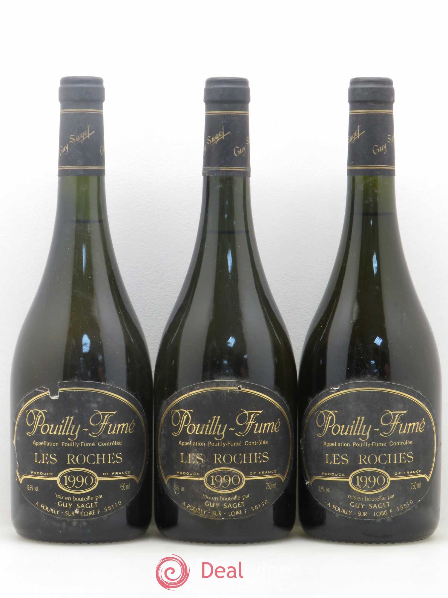 Pouilly-Fumé Les Roches Guy Saget 1990 - Posten von 3 Flaschen - 0