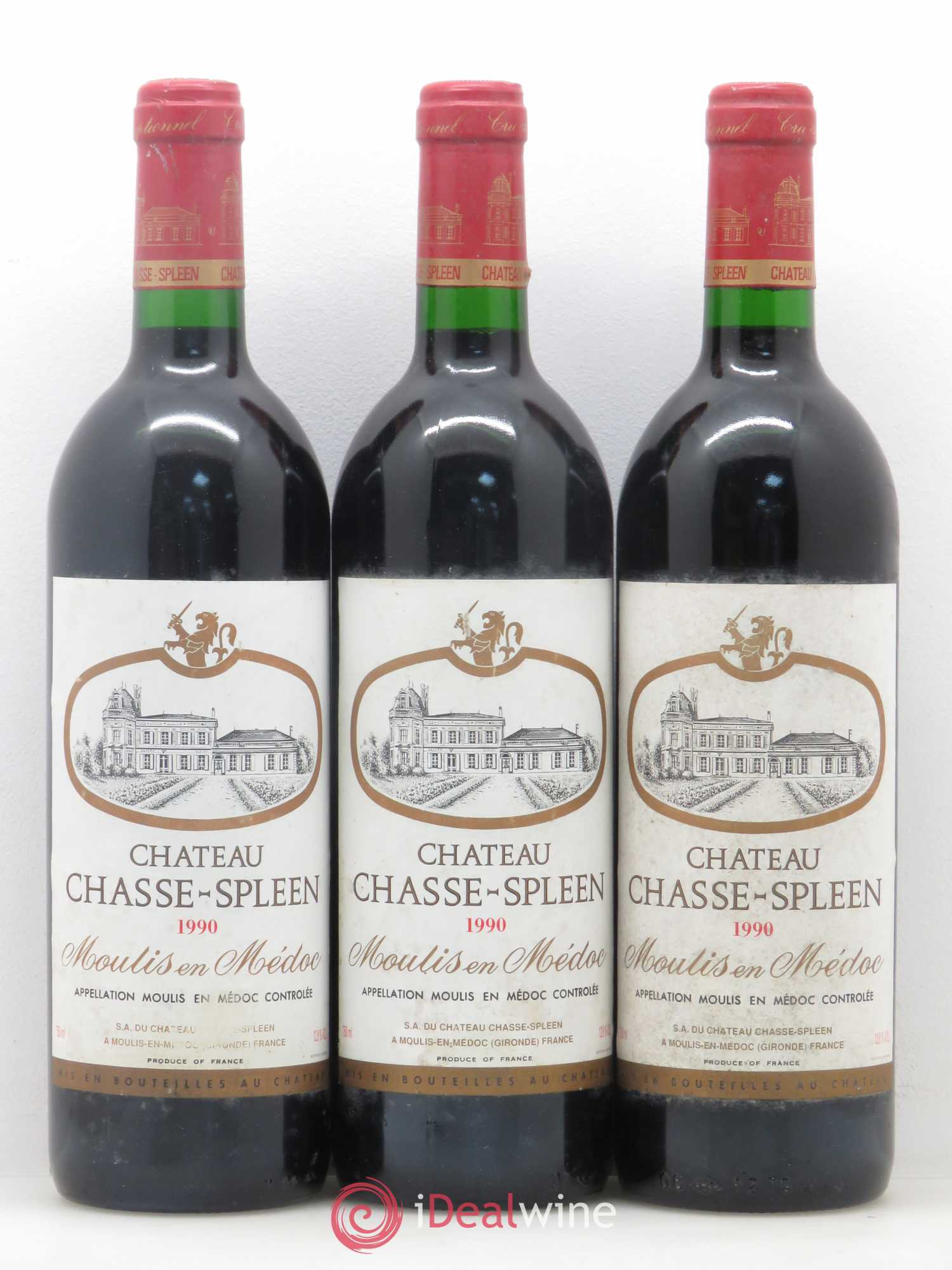 Château Chasse Spleen 1990 - Lot de 3 bouteilles - 0