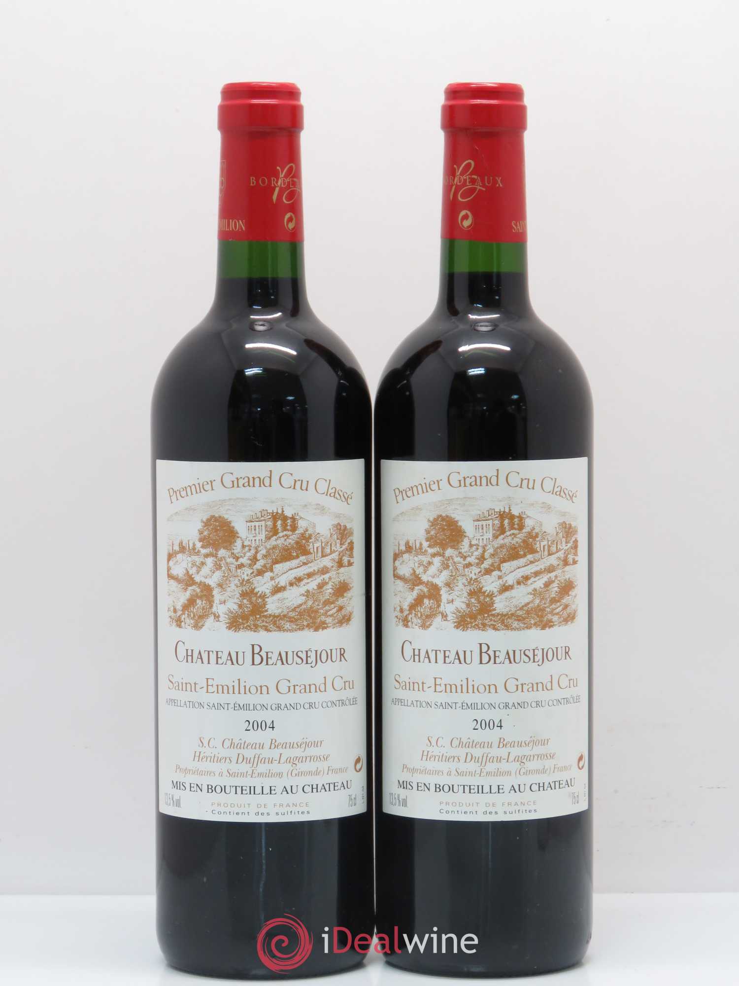 Château Beauséjour (Duffau-Lagarrosse) 1er Grand Cru Classé B 2004 - Lot de 2 bouteilles - 0