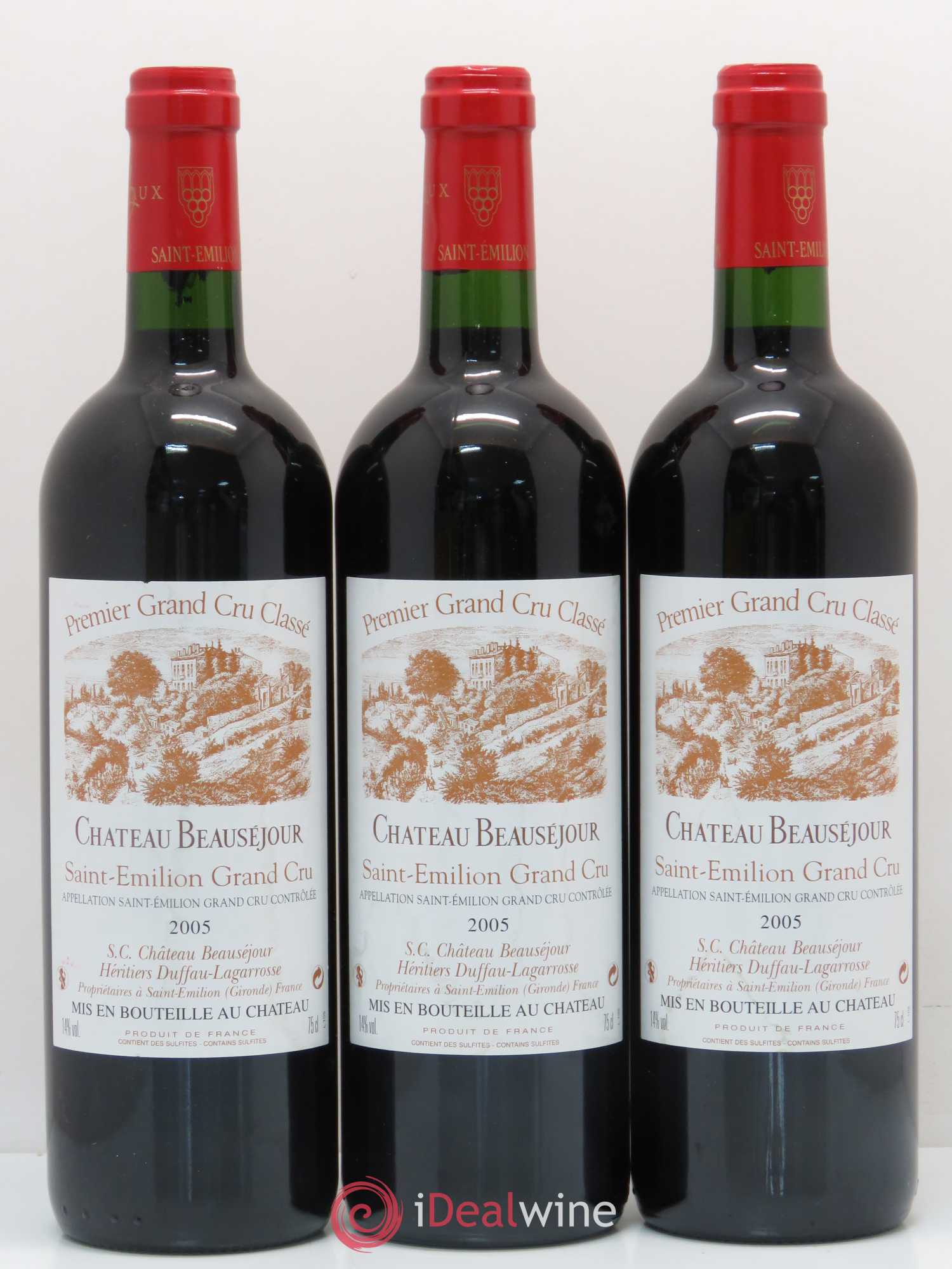 Château Beauséjour (Duffau-Lagarrosse) 1er Grand Cru Classé B 2005 - Lot de 3 bouteilles - 0