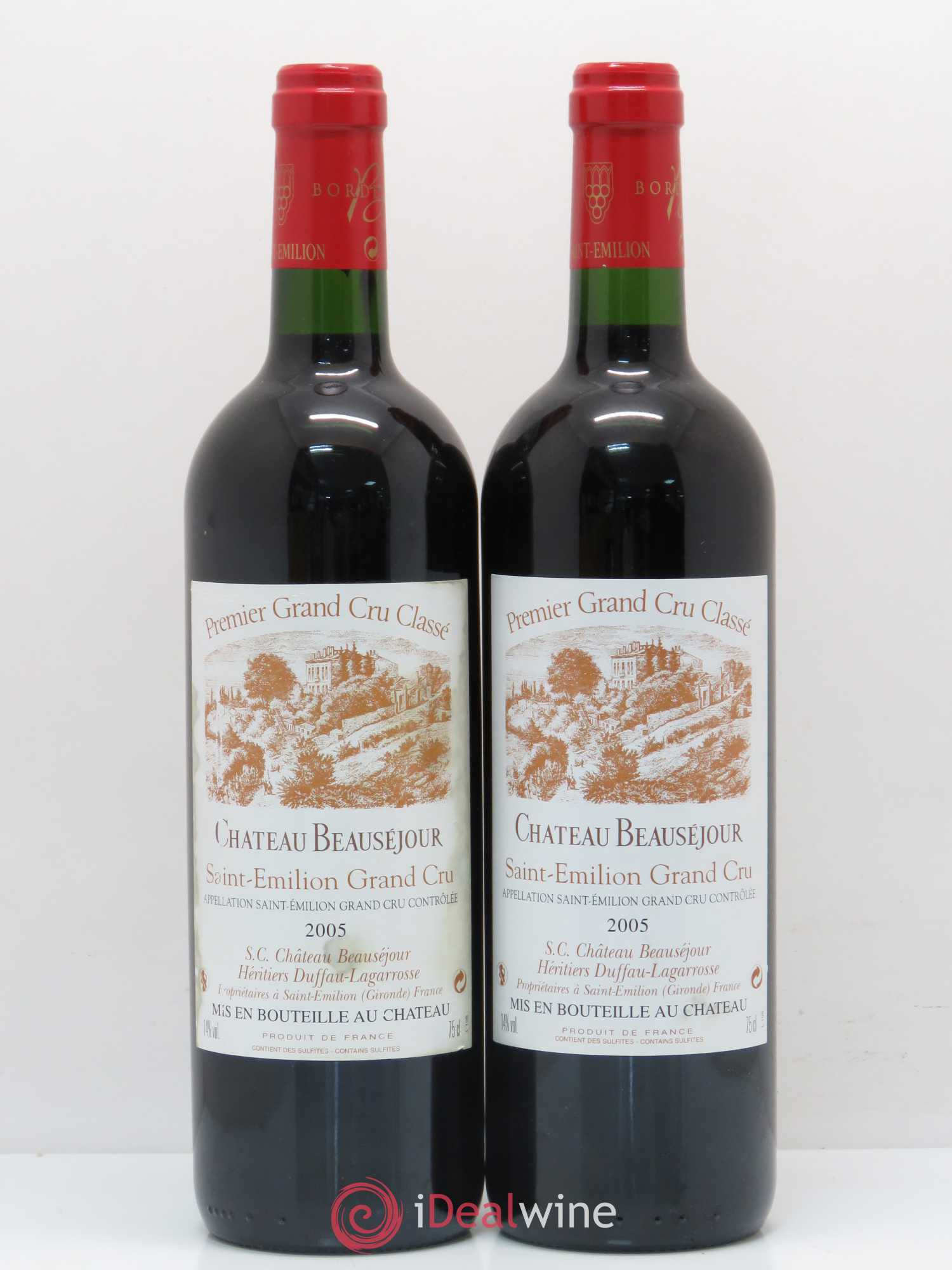 Château Beauséjour (Duffau-Lagarrosse) 1er Grand Cru Classé B 2005 - Lot de 2 bouteilles - 0
