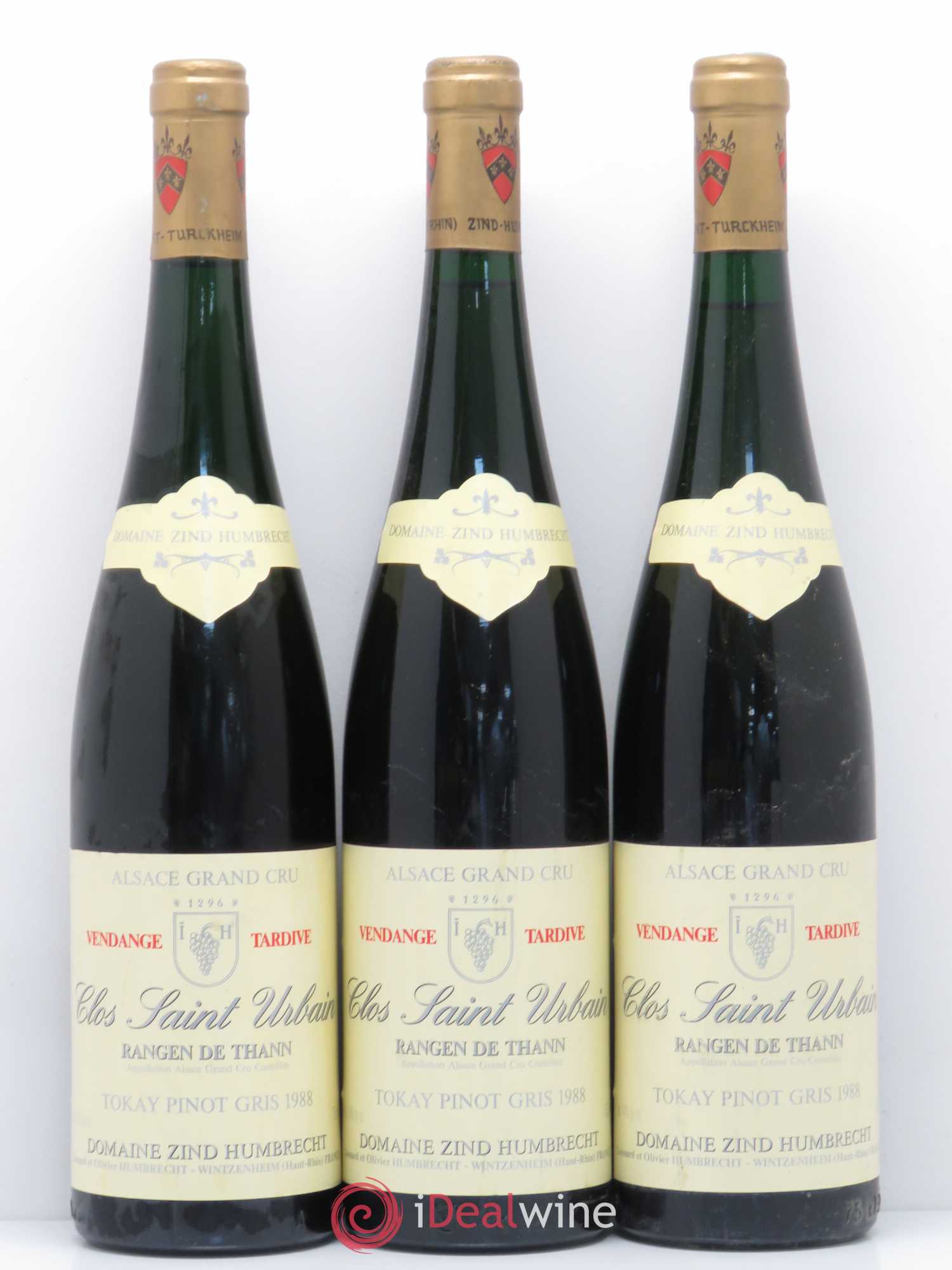 Alsace Pinot Gris Grand Cru Rangen de Thann Clos Saint-Urbain Zind-Humbrecht (Domaine) Vendanges tardives 1988 - Posten von 3 Flaschen - 0