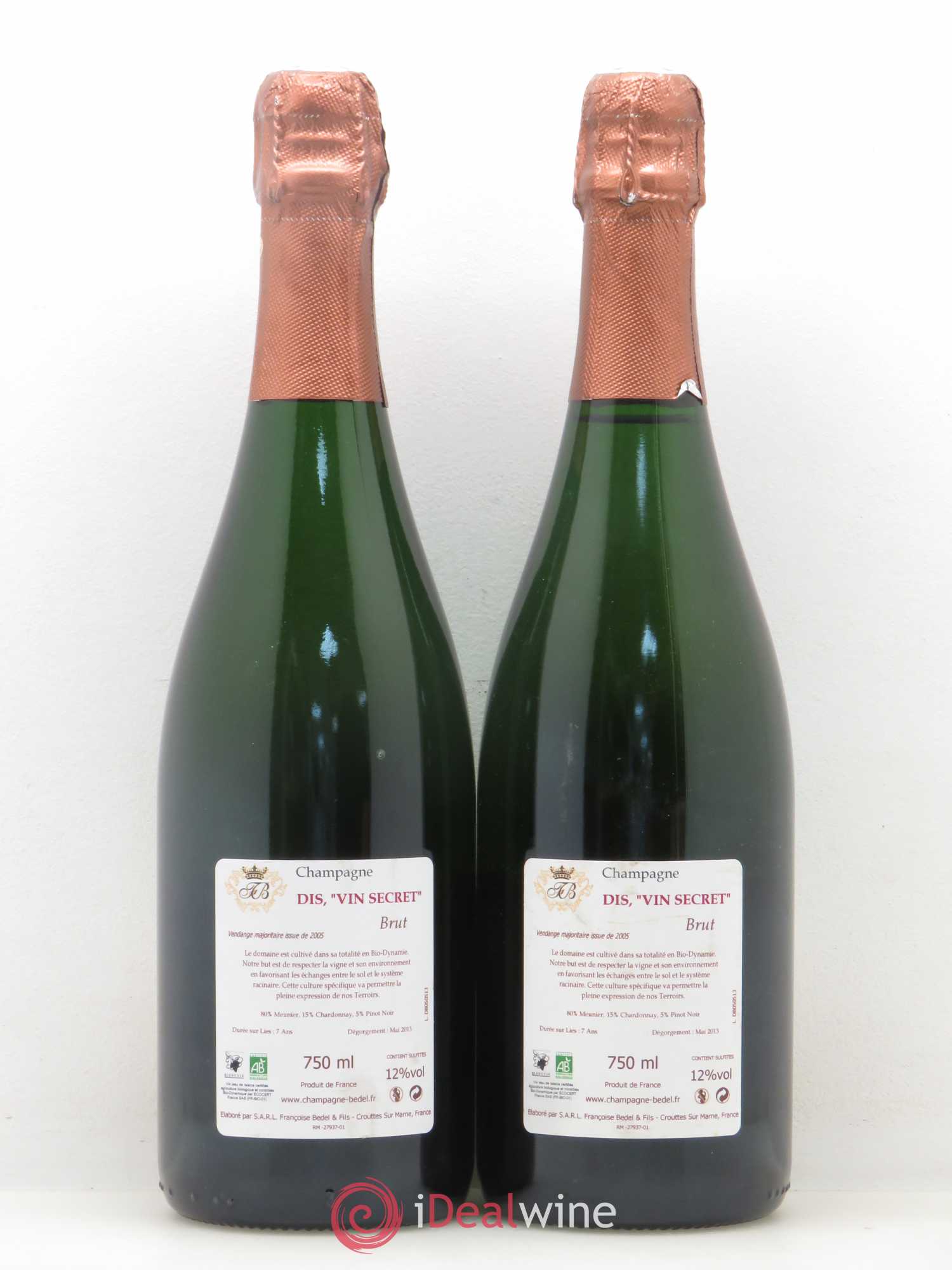 Champagne Francoise Bedel et Fils Dis Vin Secret - Posten von 2 Flaschen - 1