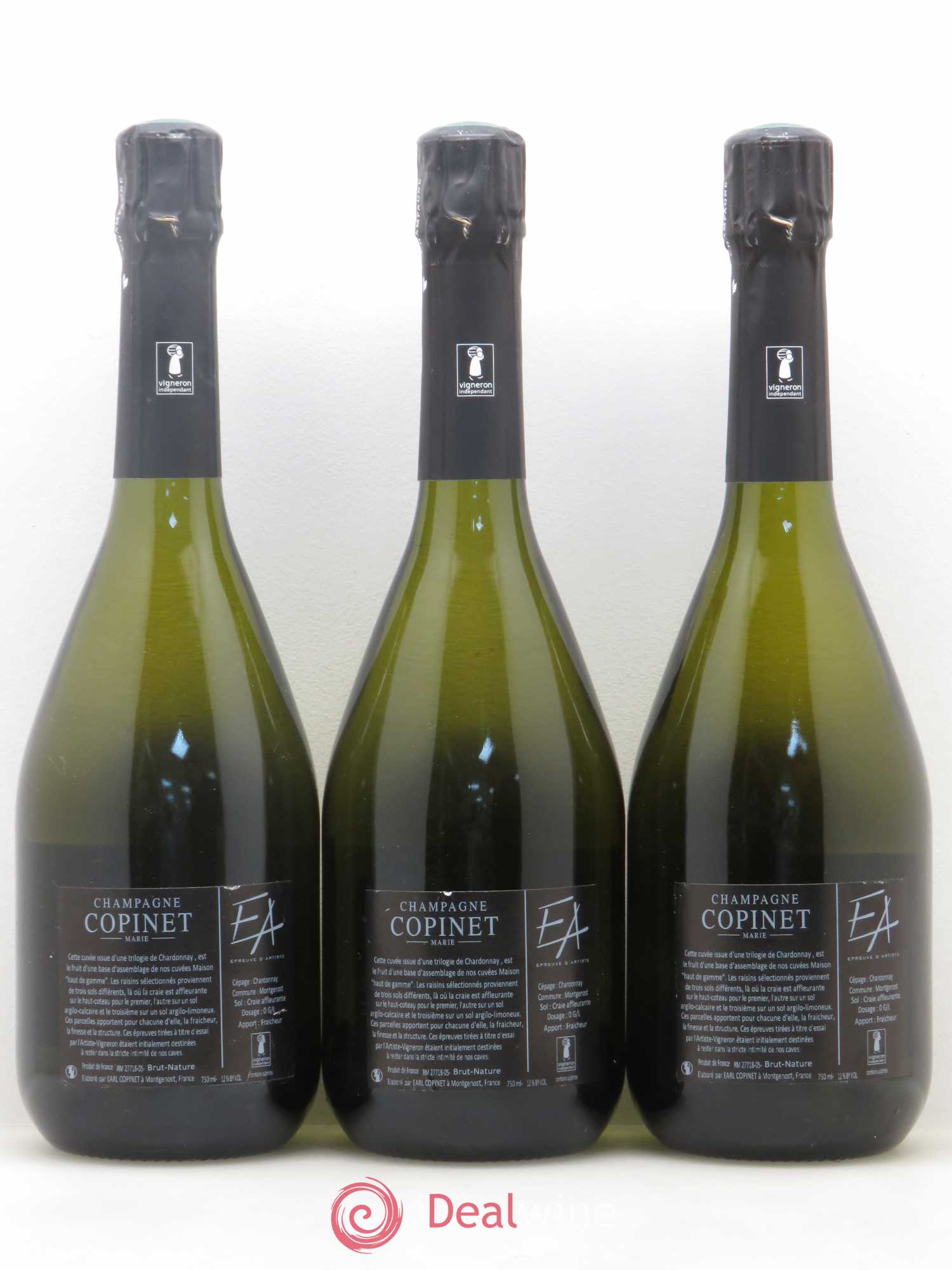 Champagne Copinet Marie Epreuve d'Artiste La Cocarde - Lot de 3 bouteilles - 1