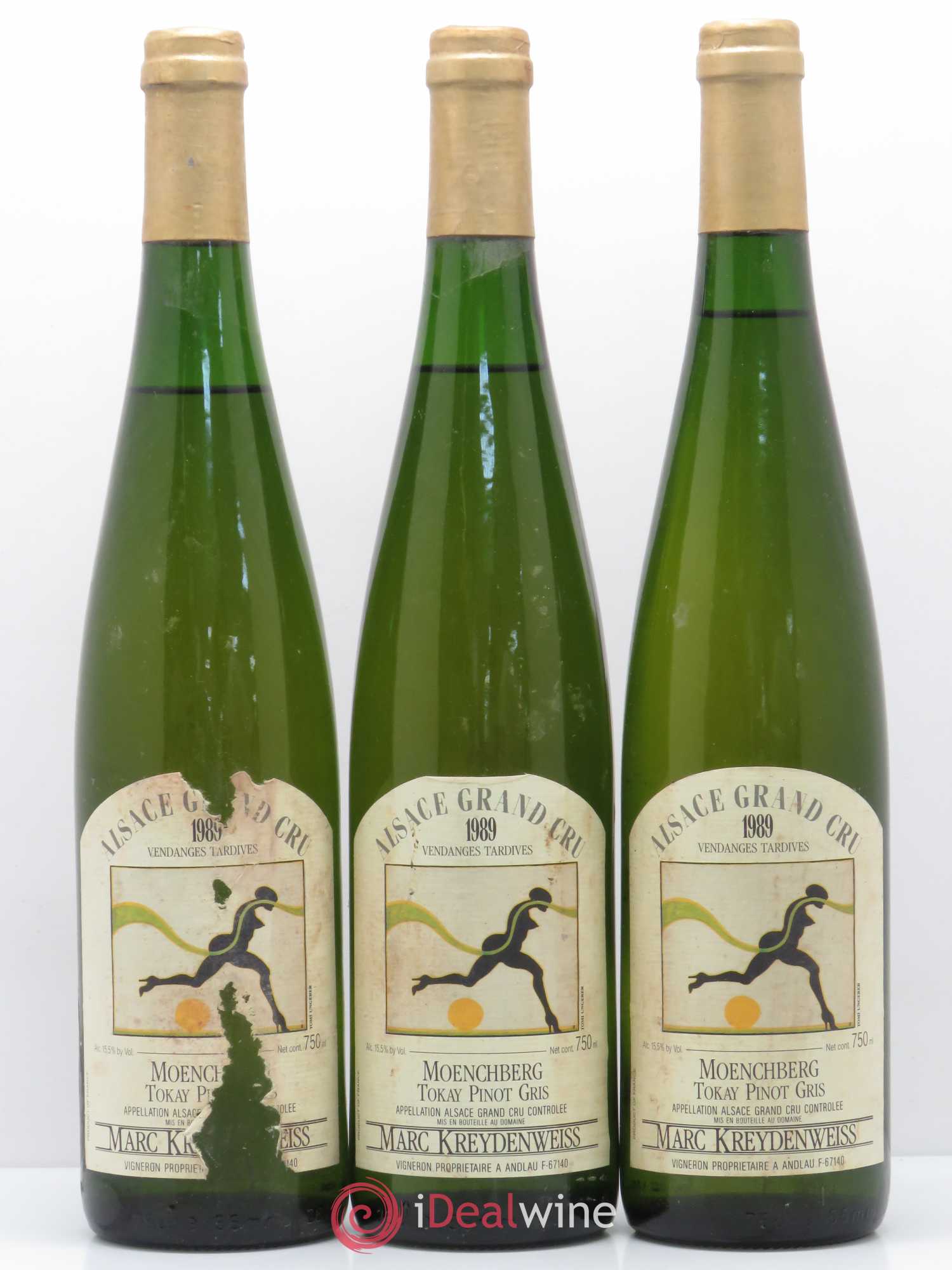 Alsace Pinot Gris Grand cru Moenchberg Marc Kreydenweiss Pinot Gris Vendanges Tardives (sans prix de réserve) 1989 - Posten von 3 Flaschen - 0