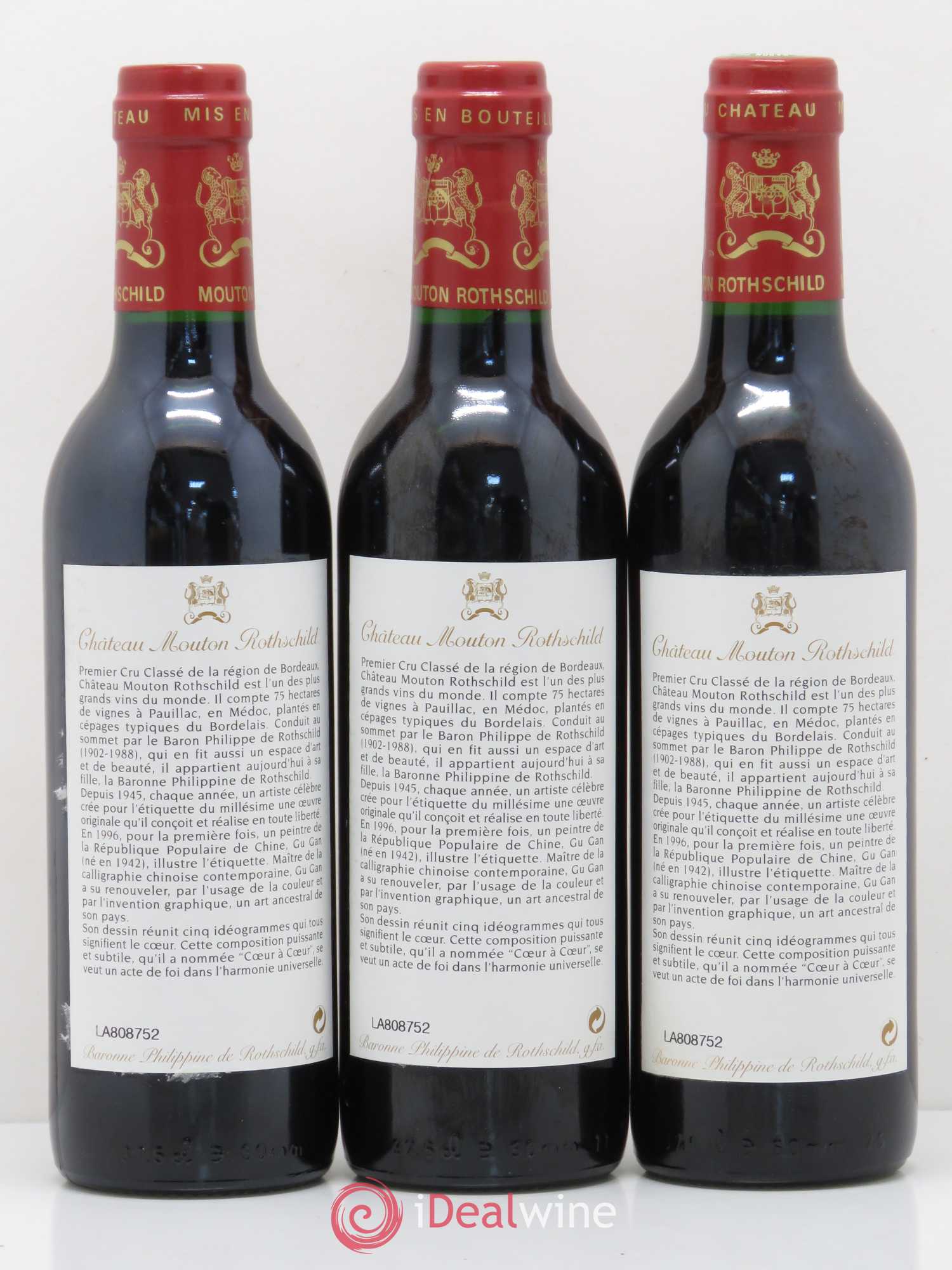 Château Mouton Rothschild 1er Grand Cru Classé 1996 - Lot de 12 demi bouteilles - 2