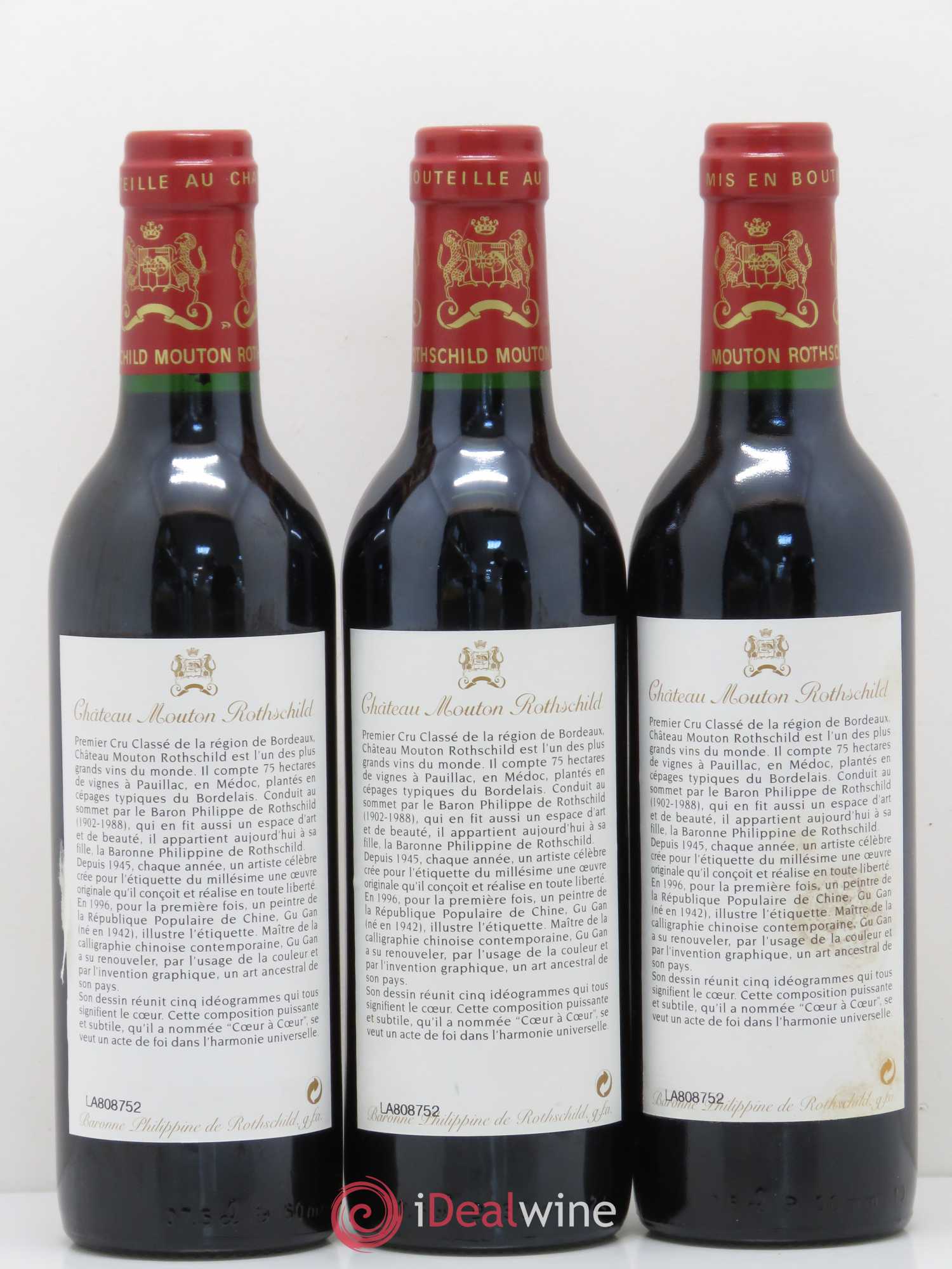Château Mouton Rothschild 1er Grand Cru Classé 1996 - Lot de 12 demi bouteilles - 6
