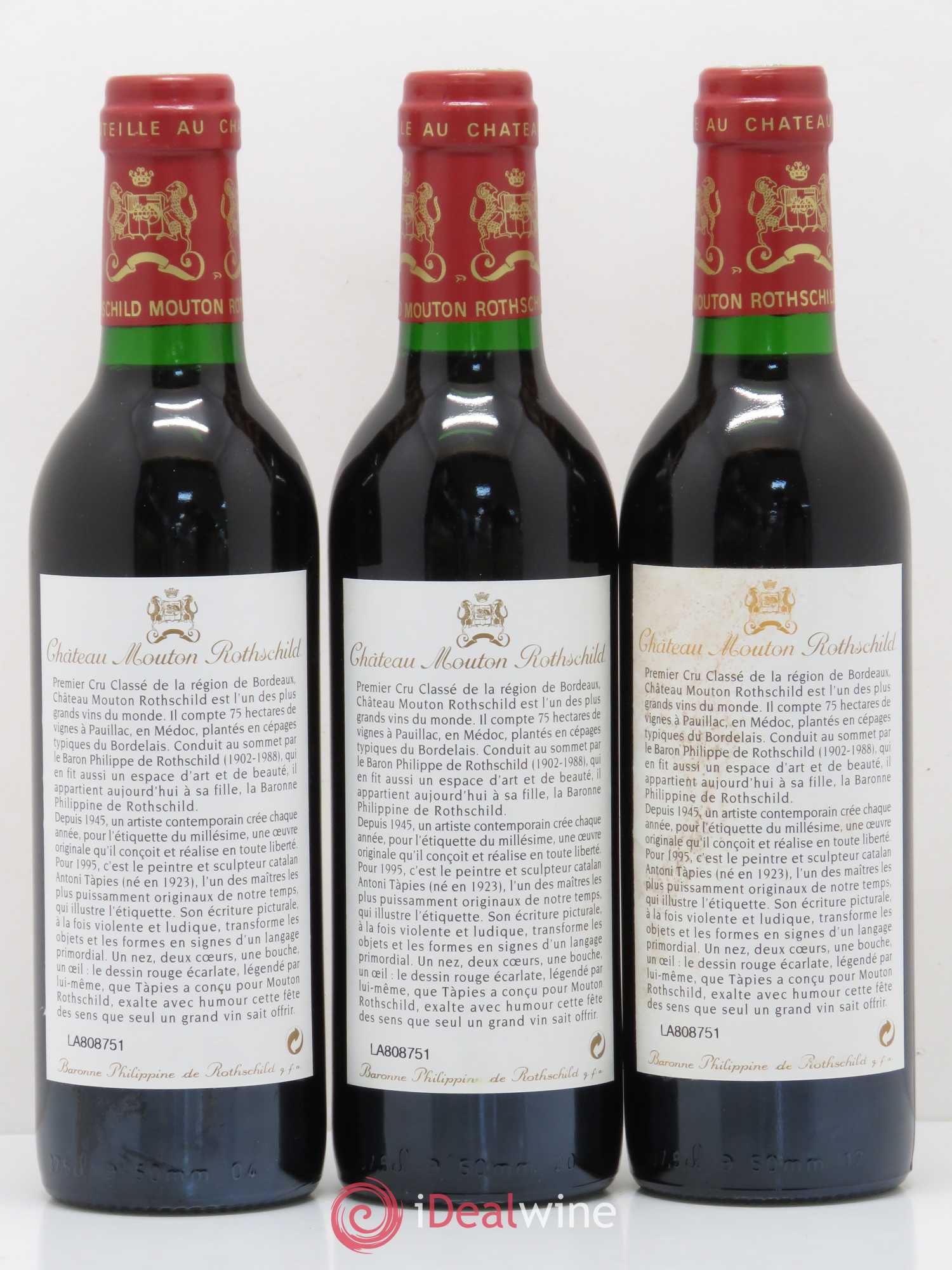 Château Mouton Rothschild 1er Grand Cru Classé 1995 - Lot de 12 demi bouteilles - 4