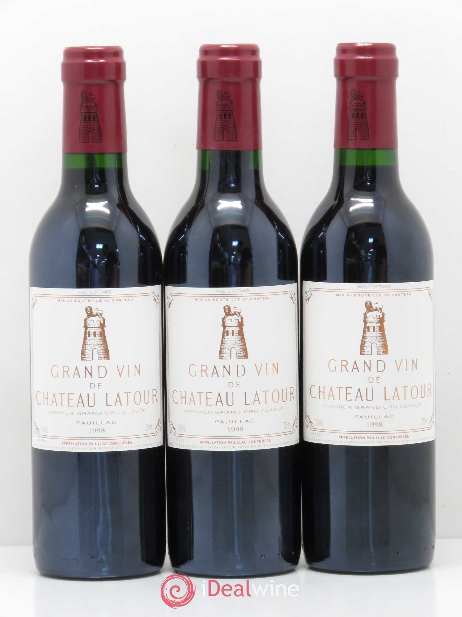 Château Latour 1er Grand Cru Classé 1998 - Lot de 3 demi bouteilles - 0