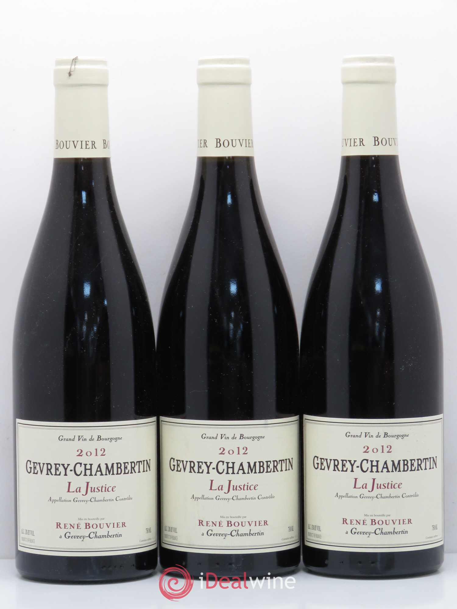 Gevrey-Chambertin La Justice René Bouvier (Domaine) 2012 - Lot de 3 bouteilles - 0