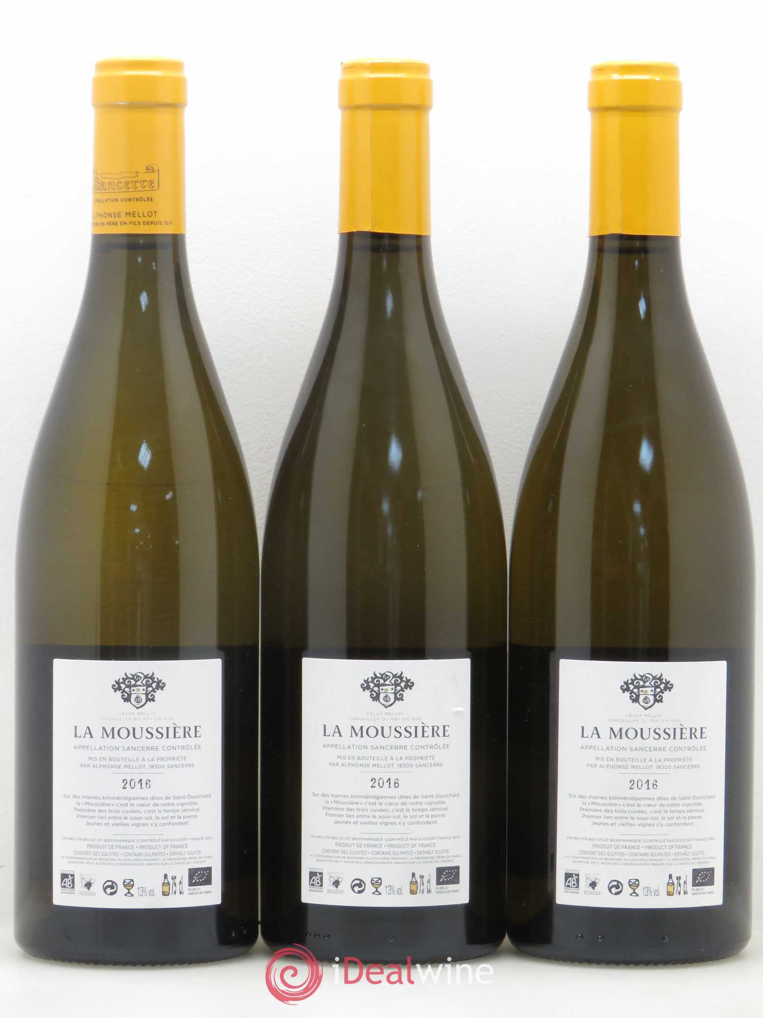 Sancerre La Moussière Alphonse Mellot 2016 - Lot de 3 bouteilles - 1