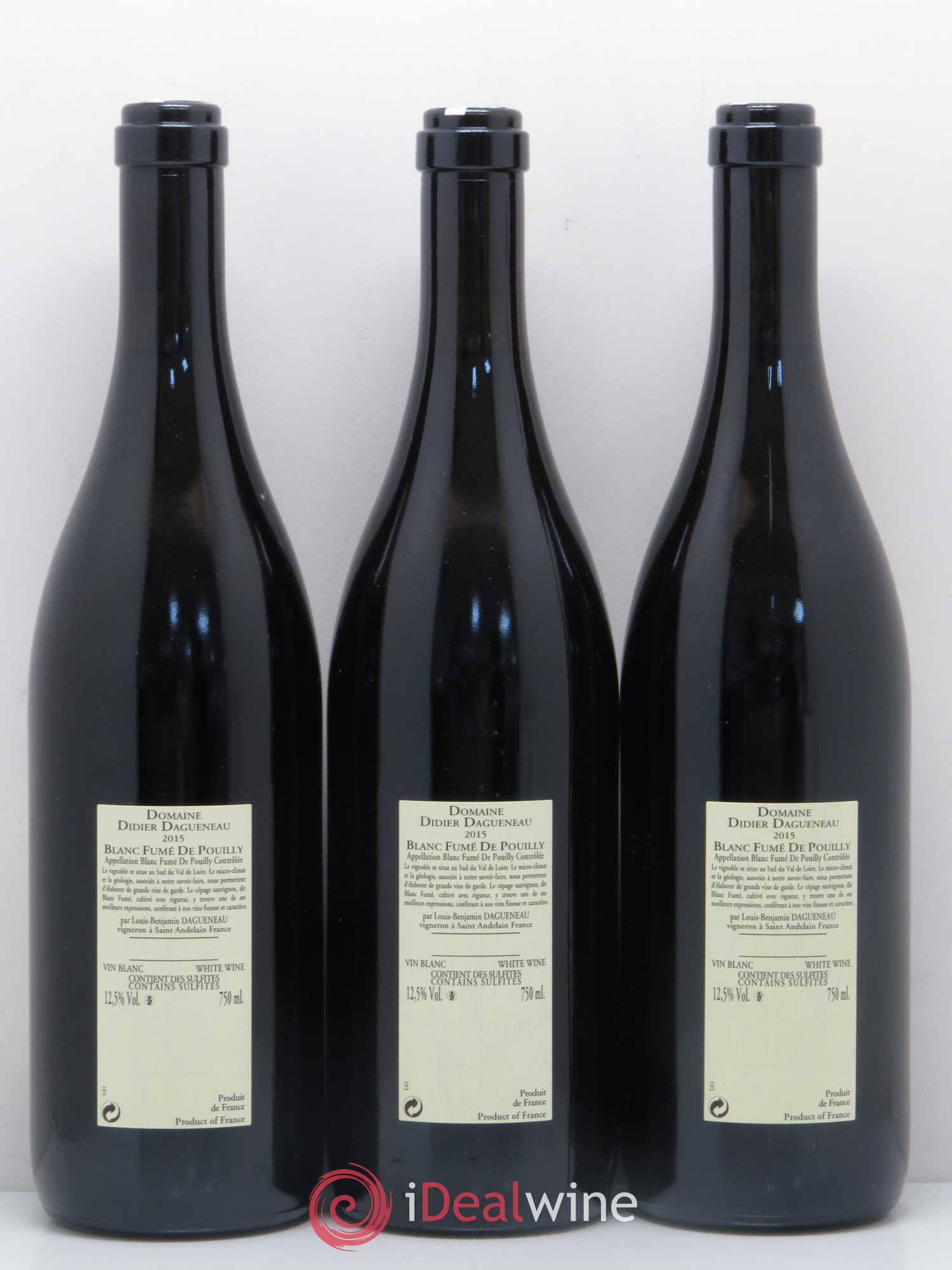 Pouilly-Fumé Blanc Fumé de Pouilly Dagueneau (Domaine Didier - Louis-Benjamin) 2015 - Lot de 3 bouteilles - 1