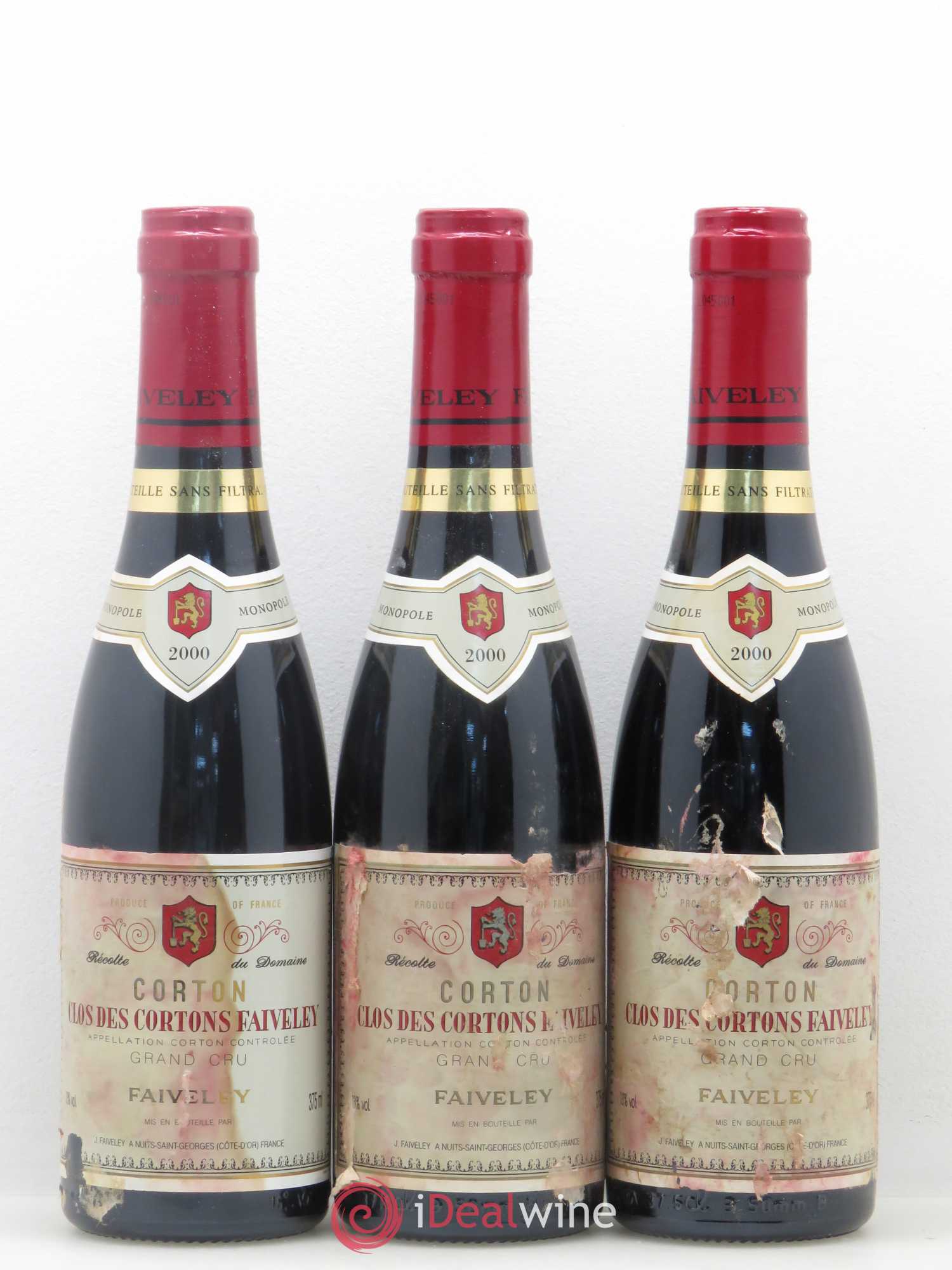 Corton Grand Cru Clos des Cortons Faiveley 2000 - Lot de 3 demi bouteilles - 0