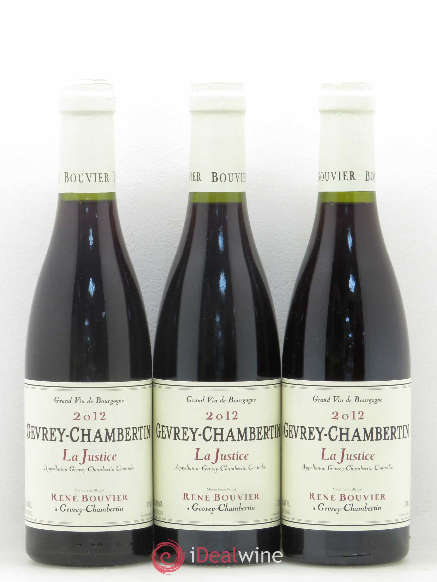 Gevrey-Chambertin La Justice René Bouvier (Domaine) 2012 - Lot de 3 demi bouteilles - 0