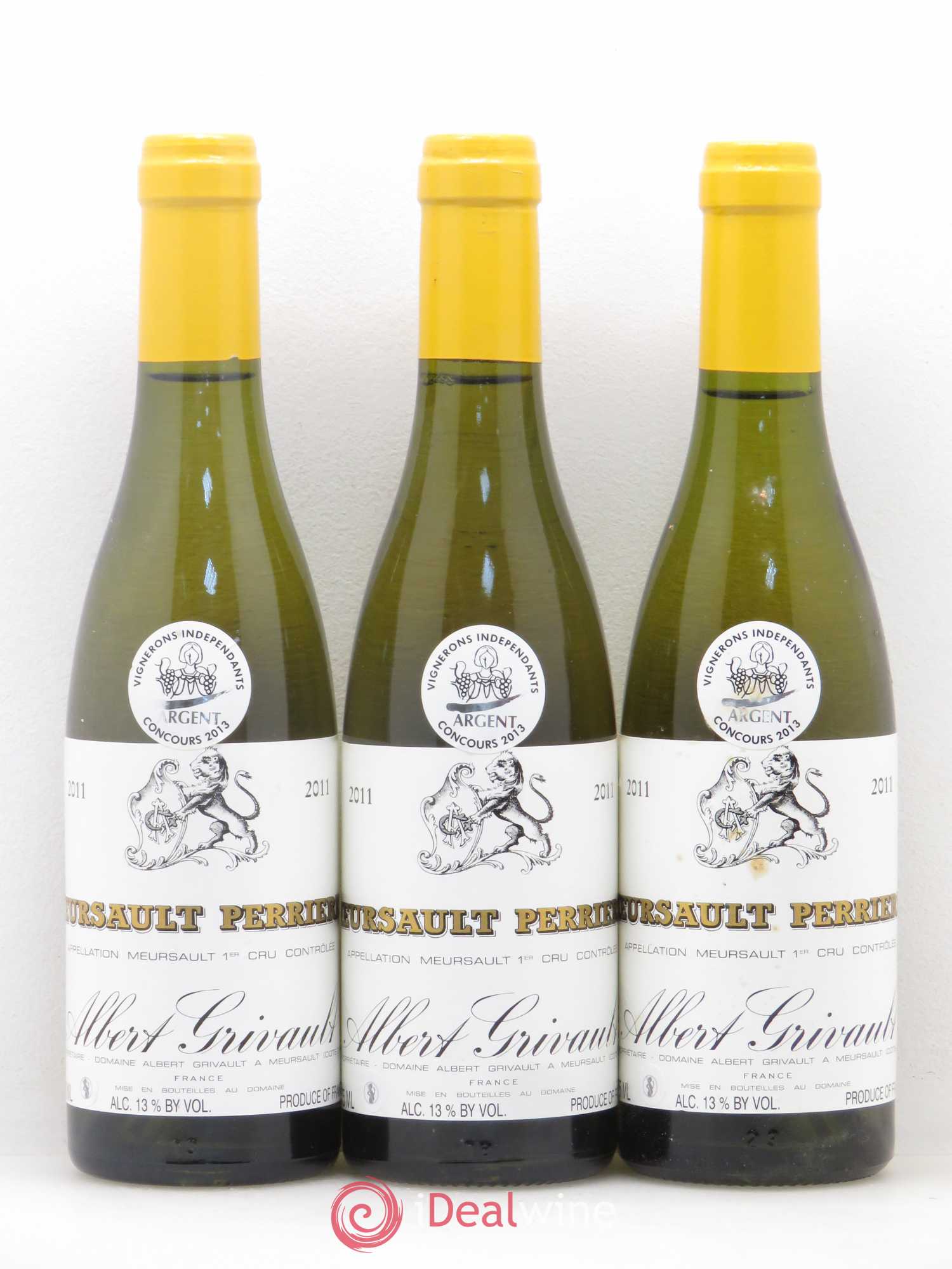Meursault 1er Cru Perrières Albert Grivault 2011 - Posten von 3 Demi-Flaschen - 0
