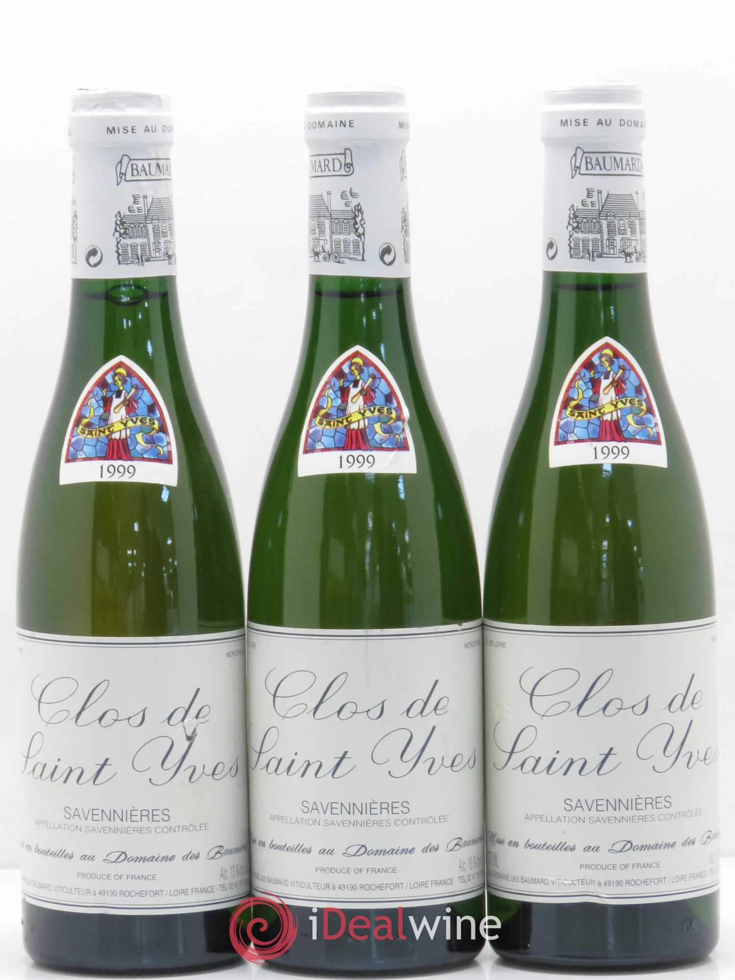 Savennières Clos Saint Yves Domaine des Baumard (sans prix de réserve) 1999 - Posten von 3 Demi-Flaschen - 0