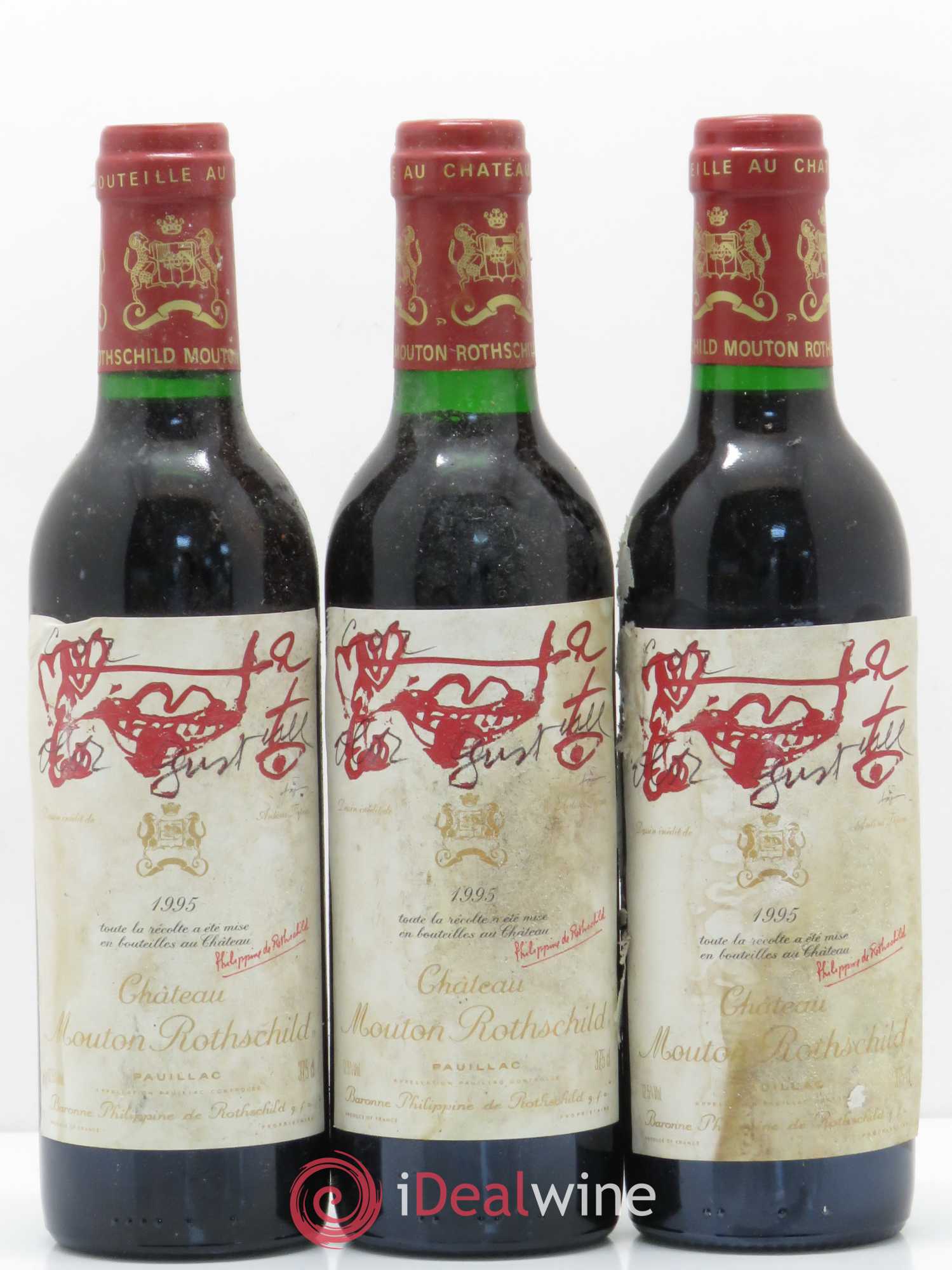 Château Mouton Rothschild 1er Grand Cru Classé 1995 - Lot de 3 demi bouteilles - 0