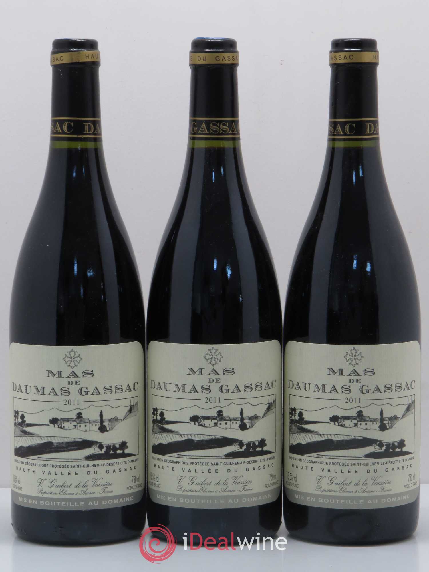 Saint-Guilhem-le-Désert - Cité d'Aniane Mas Daumas Gassac Famille Guibert de La Vaissière 2011 - Lot de 3 bouteilles - 0