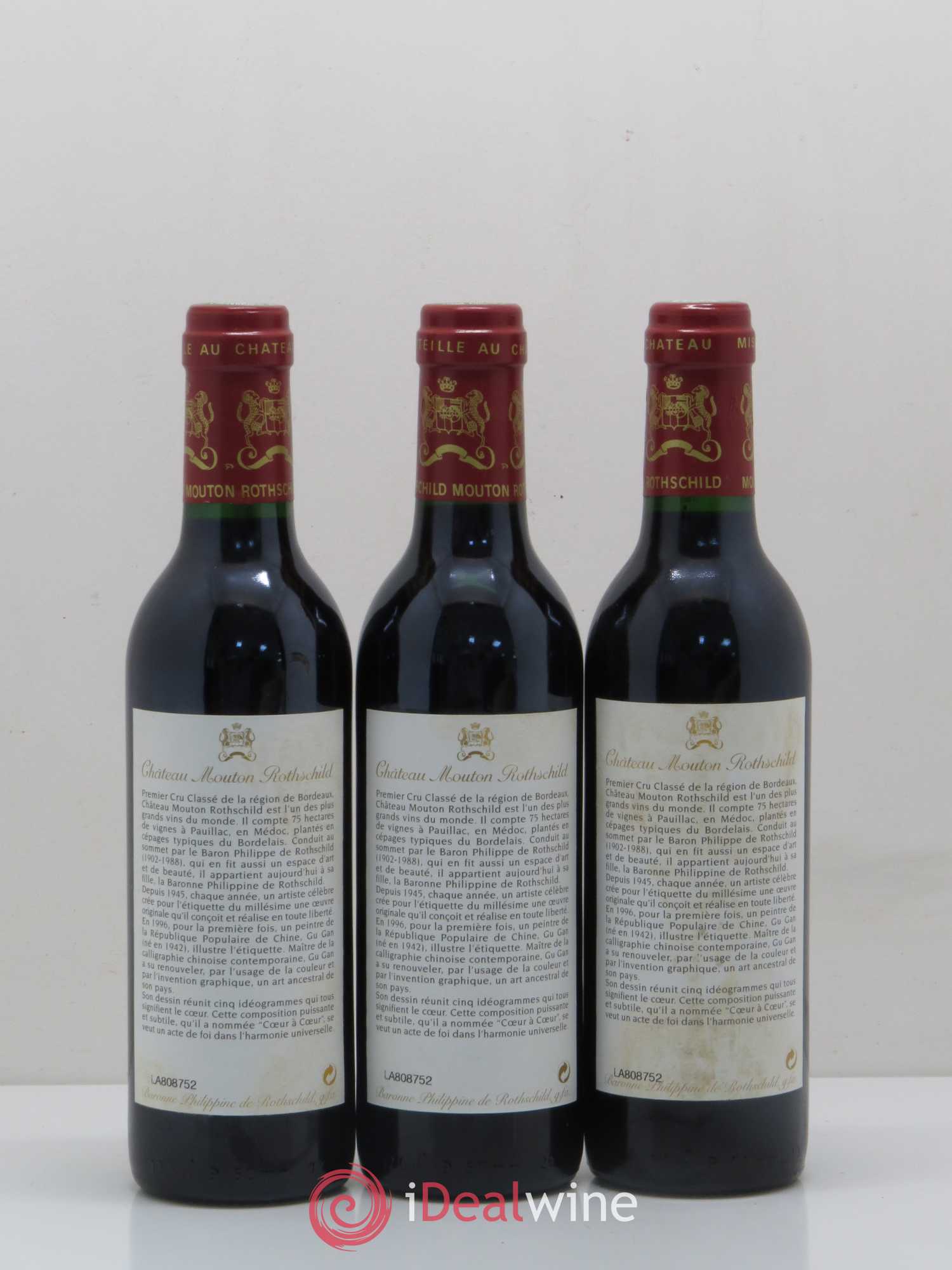 Château Mouton Rothschild 1er Grand Cru Classé 1996 - Lot de 6 demi bouteilles - 2