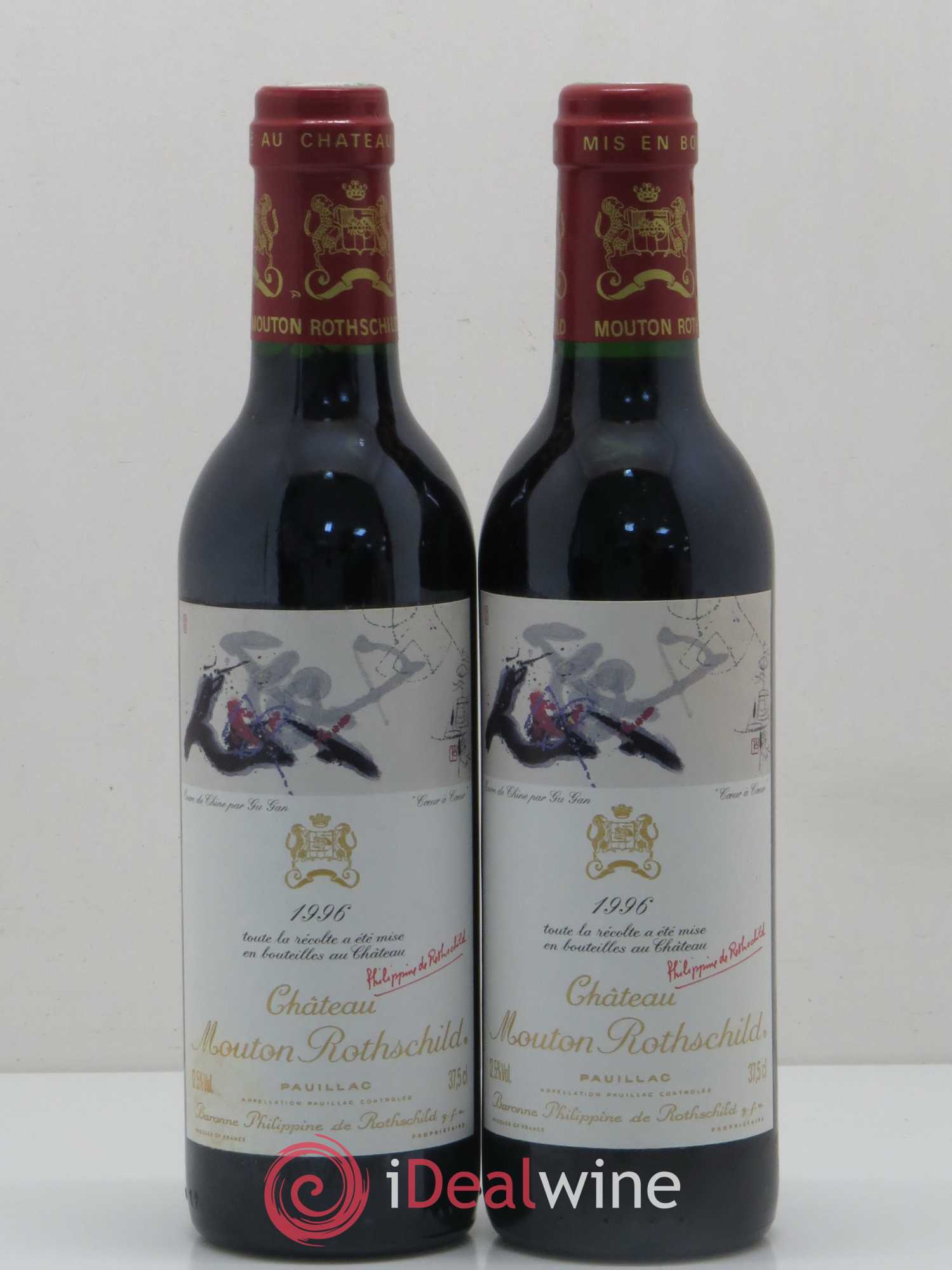 Château Mouton Rothschild 1er Grand Cru Classé 1996 - Lot de 2 demi bouteilles - 0