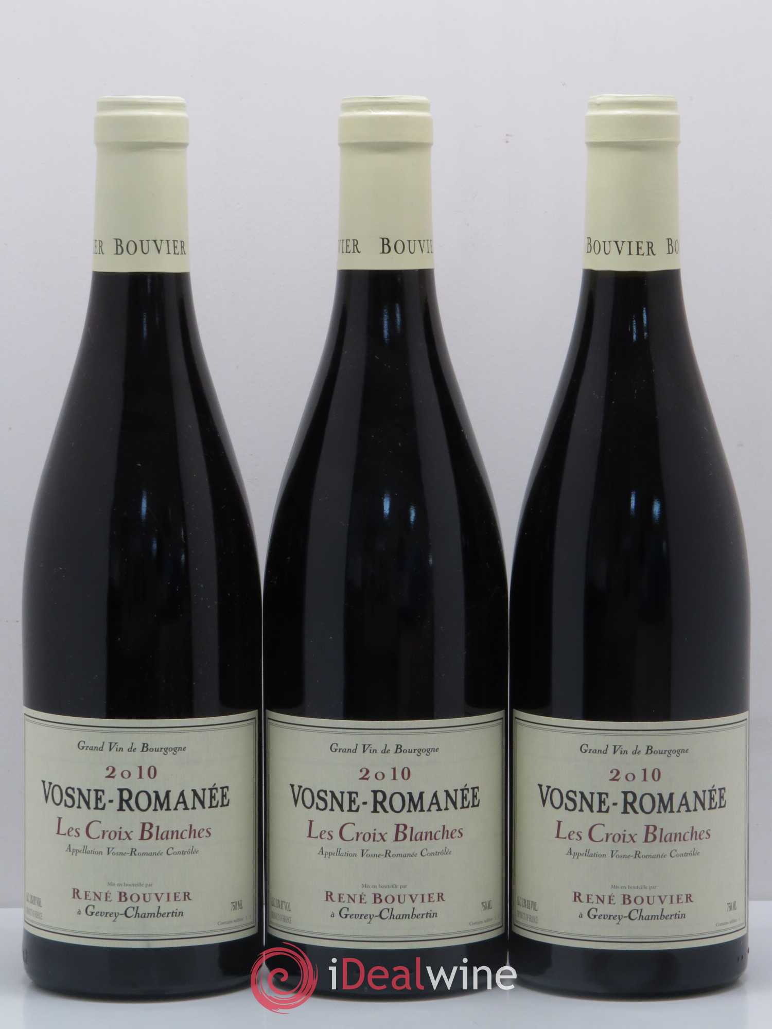 Vosne-Romanée Les Croix Blanches René Bouvier 2010 - Lot de 3 bouteilles - 0