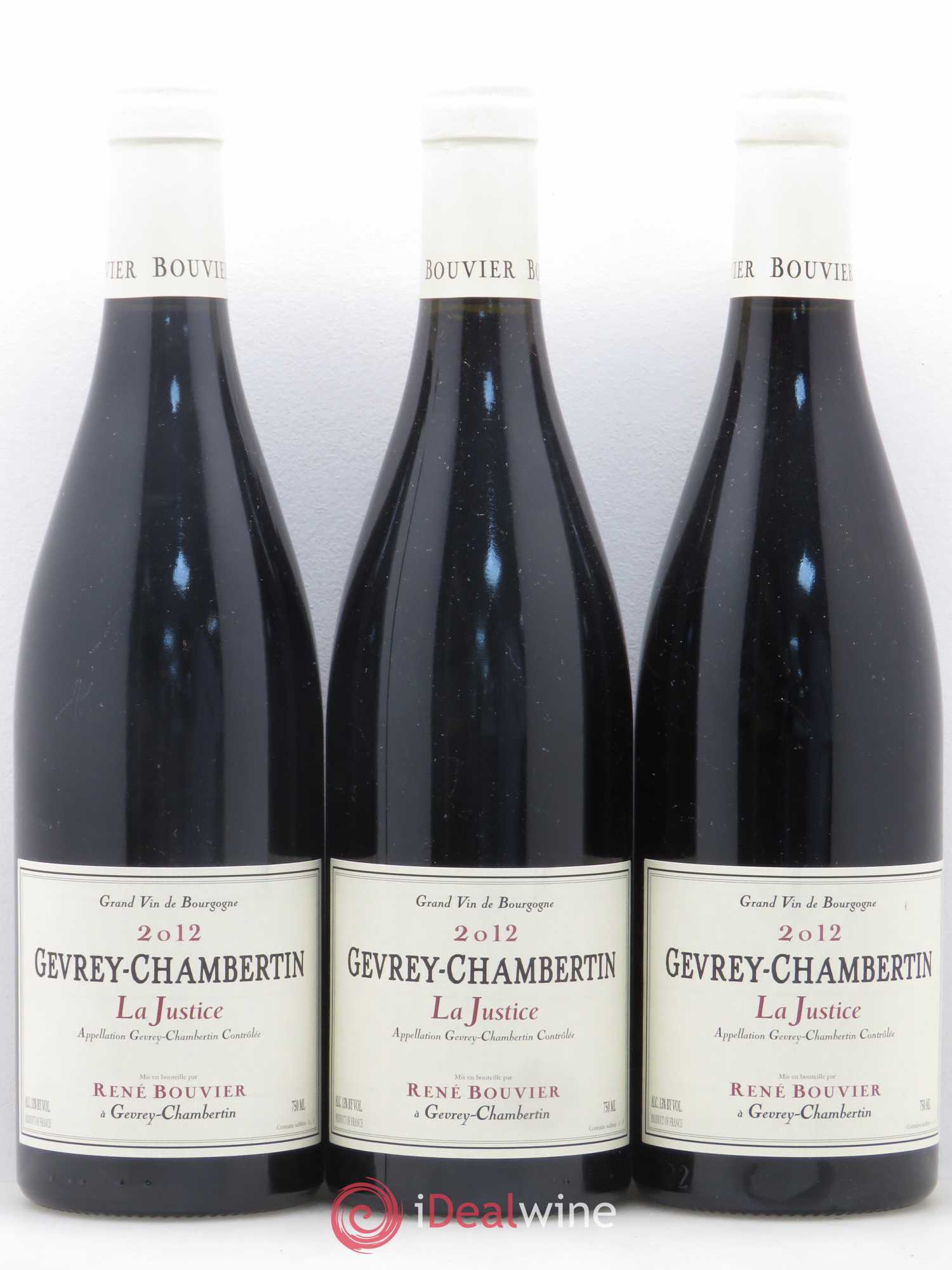 Gevrey-Chambertin La Justice René Bouvier (Domaine) 2012 - Lot de 3 bouteilles - 0