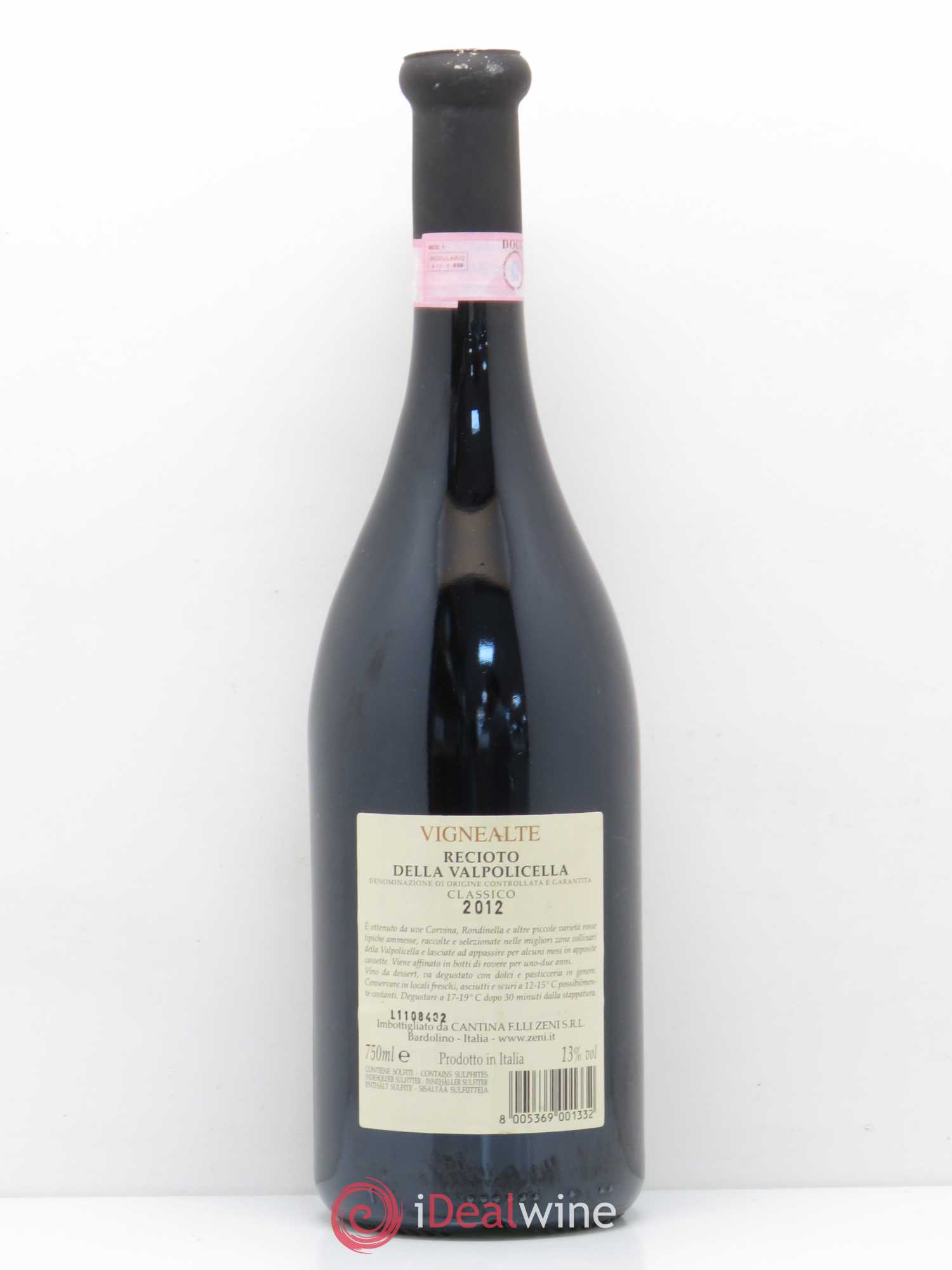 Italie Recioto della Valpolicella Vigne Alte Classico 2012 - Lot de 1 bouteille - 1