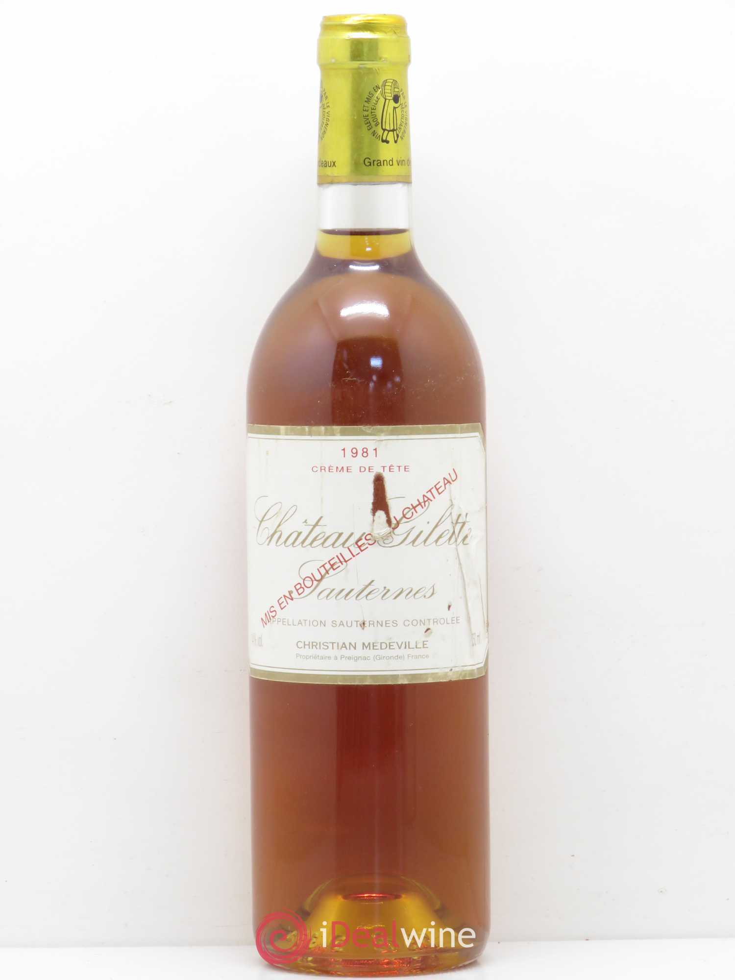 Château Gilette - Crème de Tête 1981 - Lotto di 1 bottiglia - 0