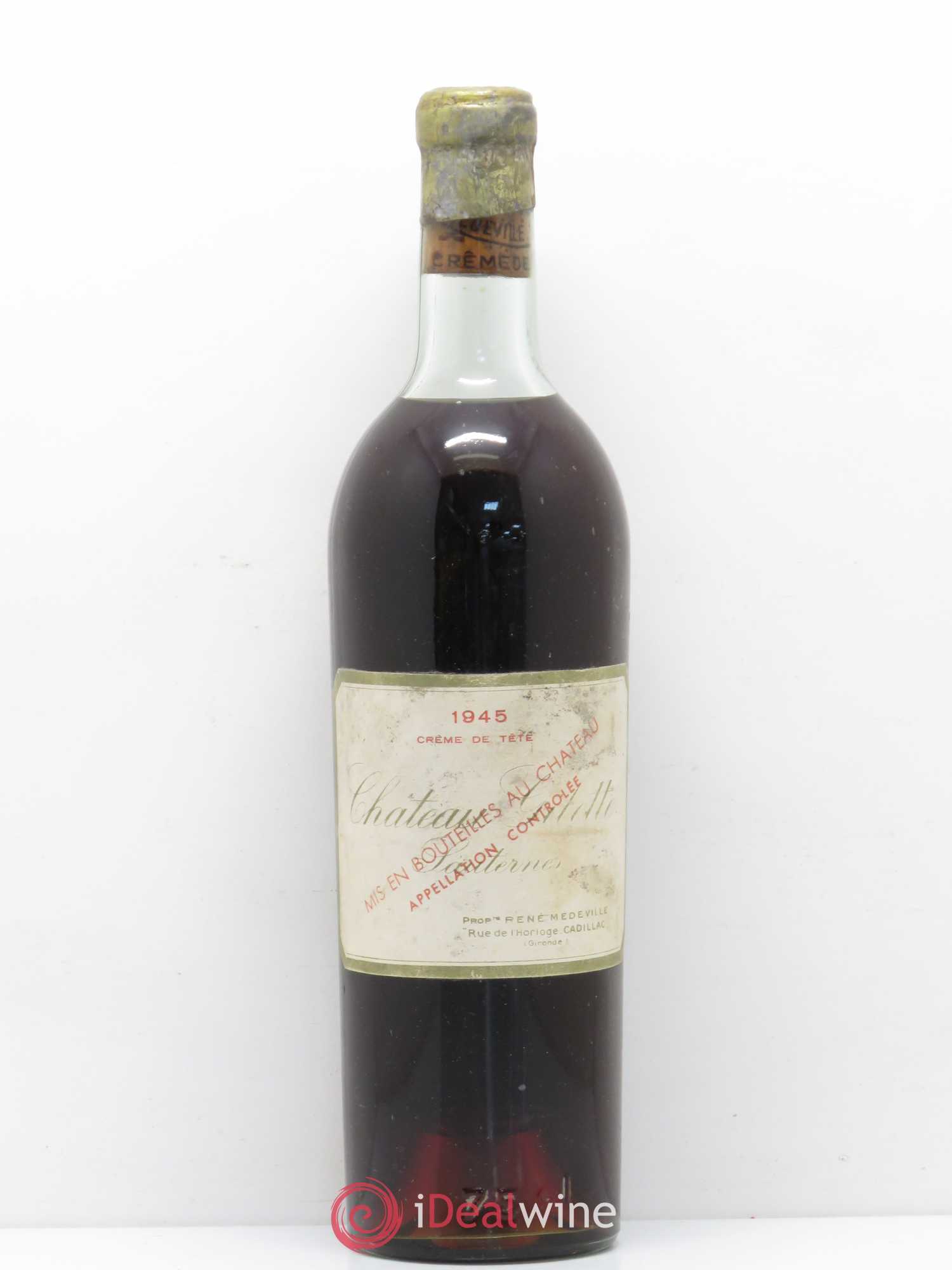 Château Gilette - Crème de Tête 1945 - Lotto di 1 bottiglia - 0