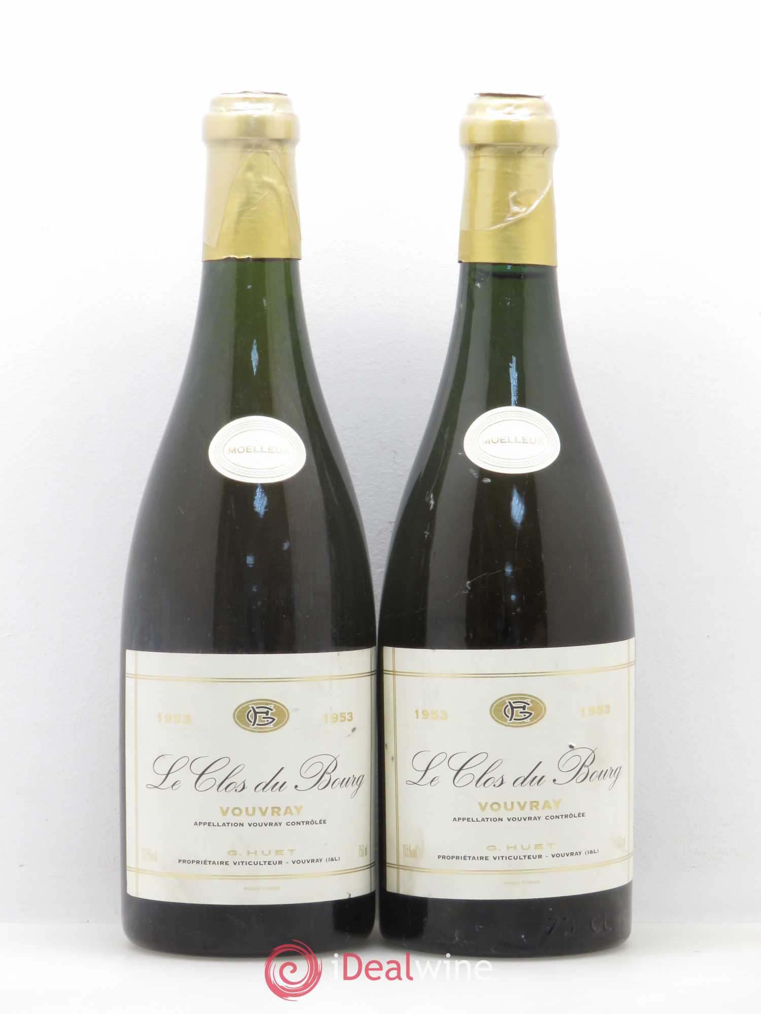 Vouvray Clos du Bourg Moelleux Domaine Huet 1953 - Lotto di 2 bottiglie - 0