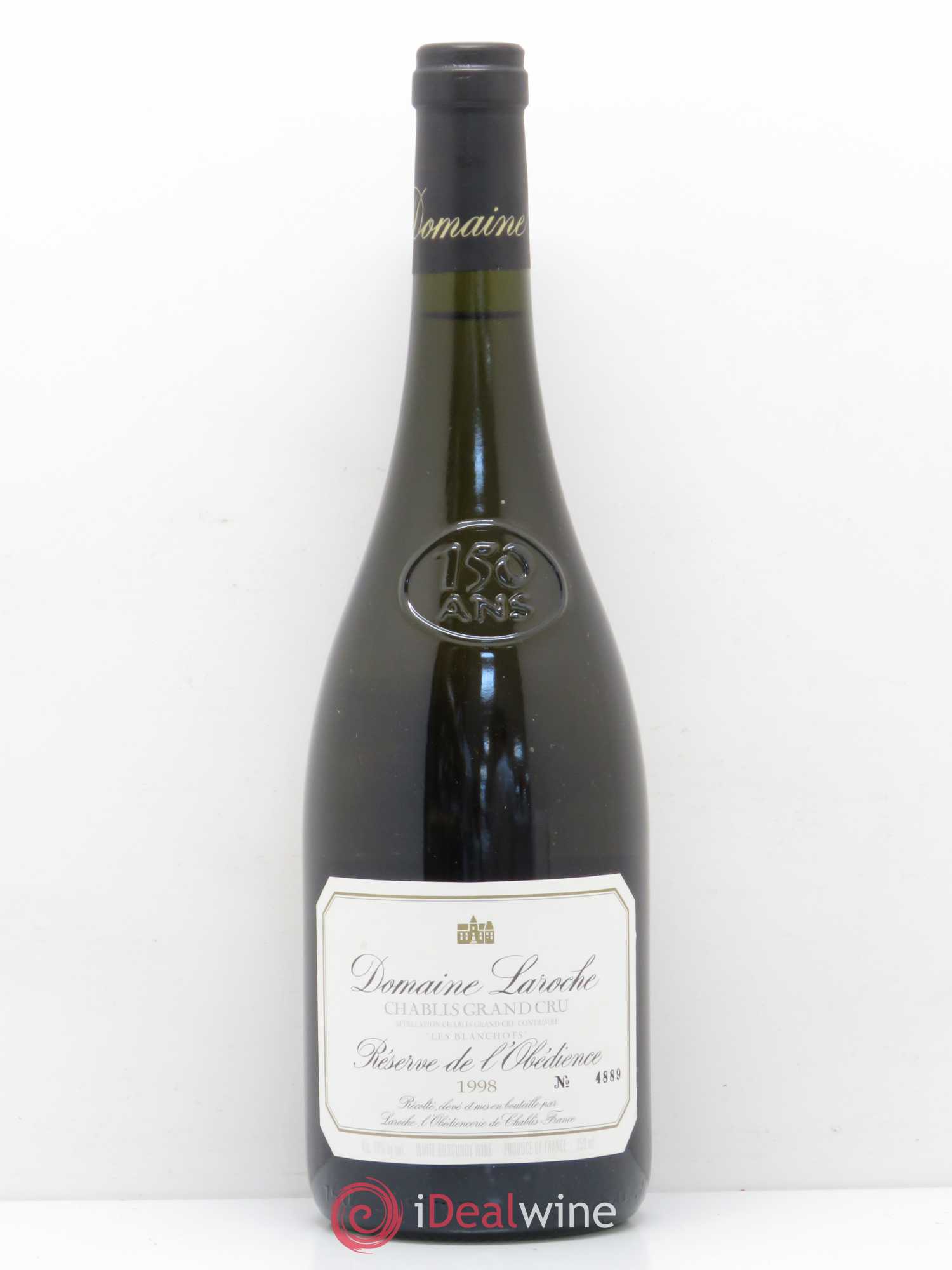 Chablis Grand Cru Les Blanchots - Réserve de l'Obédience Domaine Laroche 1998 - Lot de 1 bouteille - 0