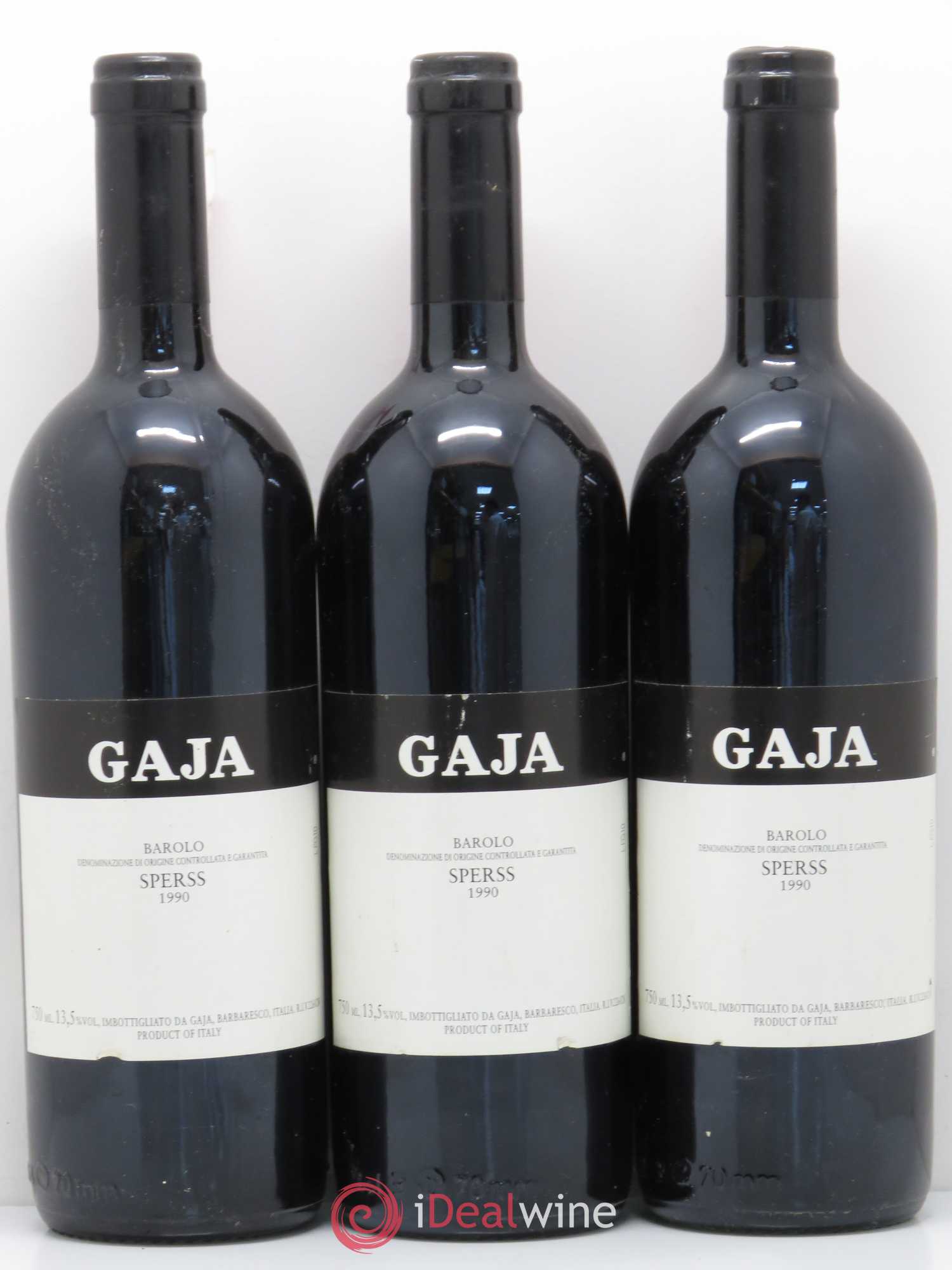 Barolo DOCG Sperss Angelo Gaja 1990 - Lot de 3 bouteilles - 0