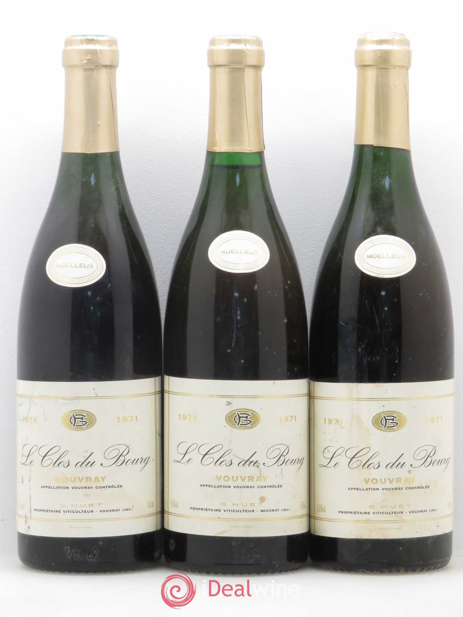 Vouvray Clos du Bourg Moelleux Domaine Huet 1971 - Lotto di 3 bottiglie - 0