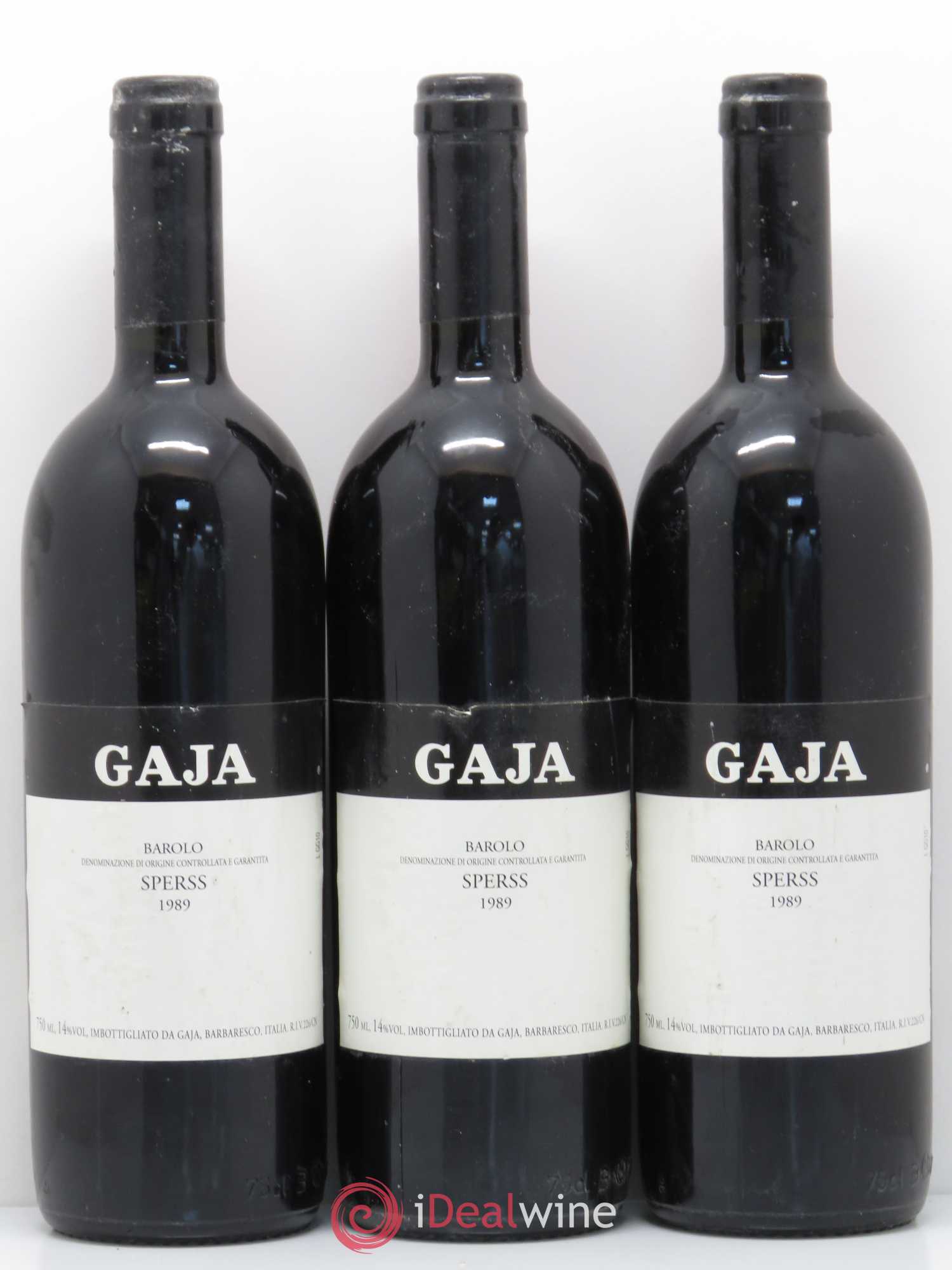 Barolo DOCG Sperss Angelo Gaja 1989 - Lot de 3 bouteilles - 0