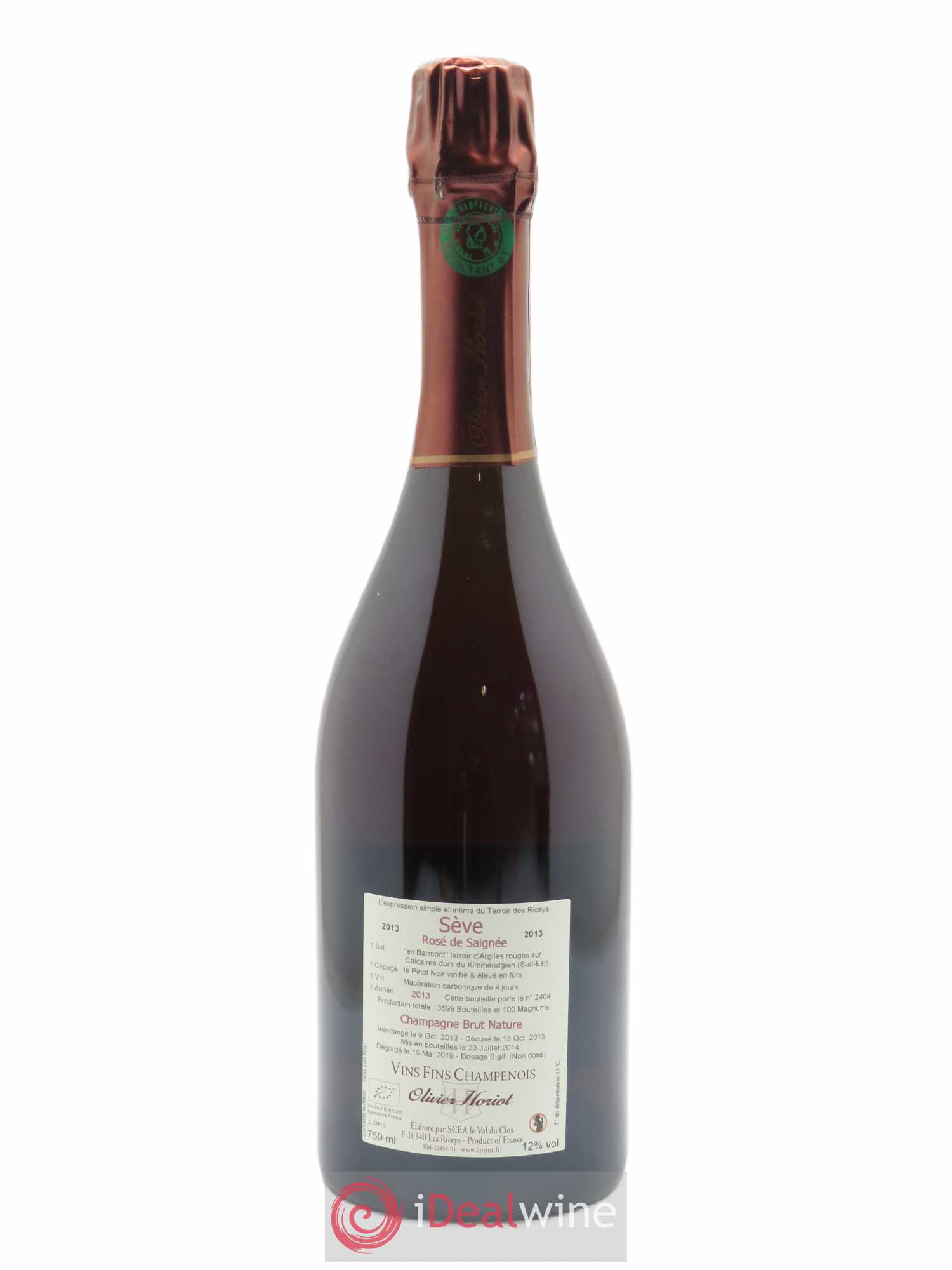 Sève en Barmont Brut Nature Olivier Horiot 2013 - Lot de 1 bouteille - 1