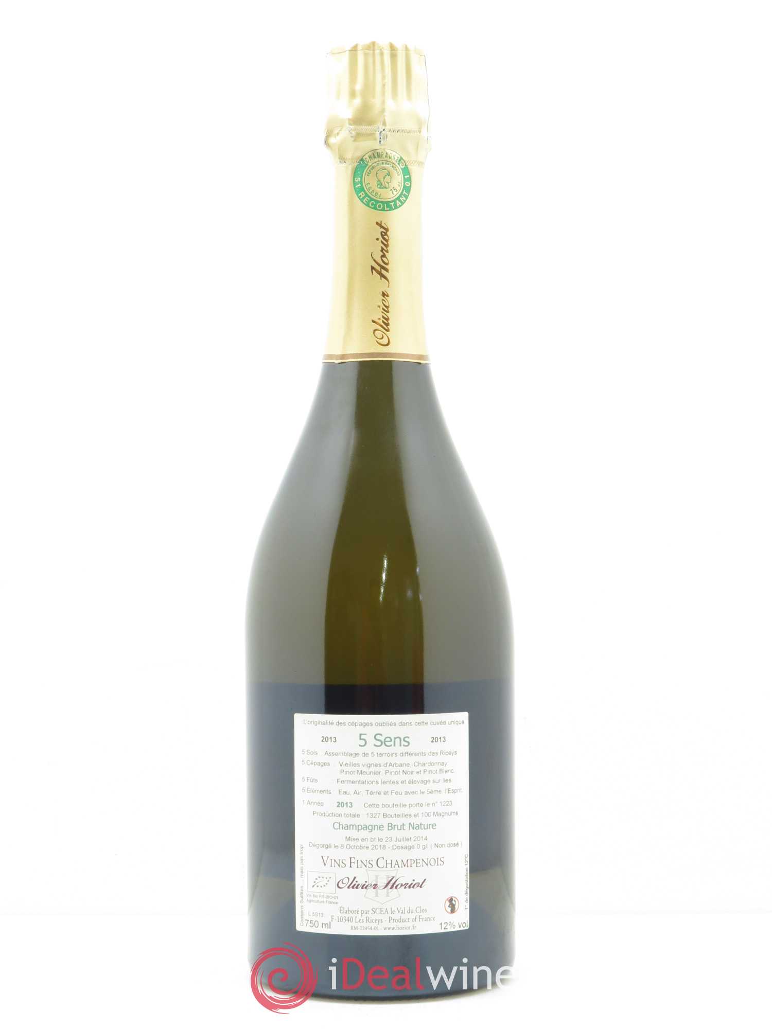 5 Sens Brut Nature Olivier Horiot 2013 - Lot de 1 bouteille - 1