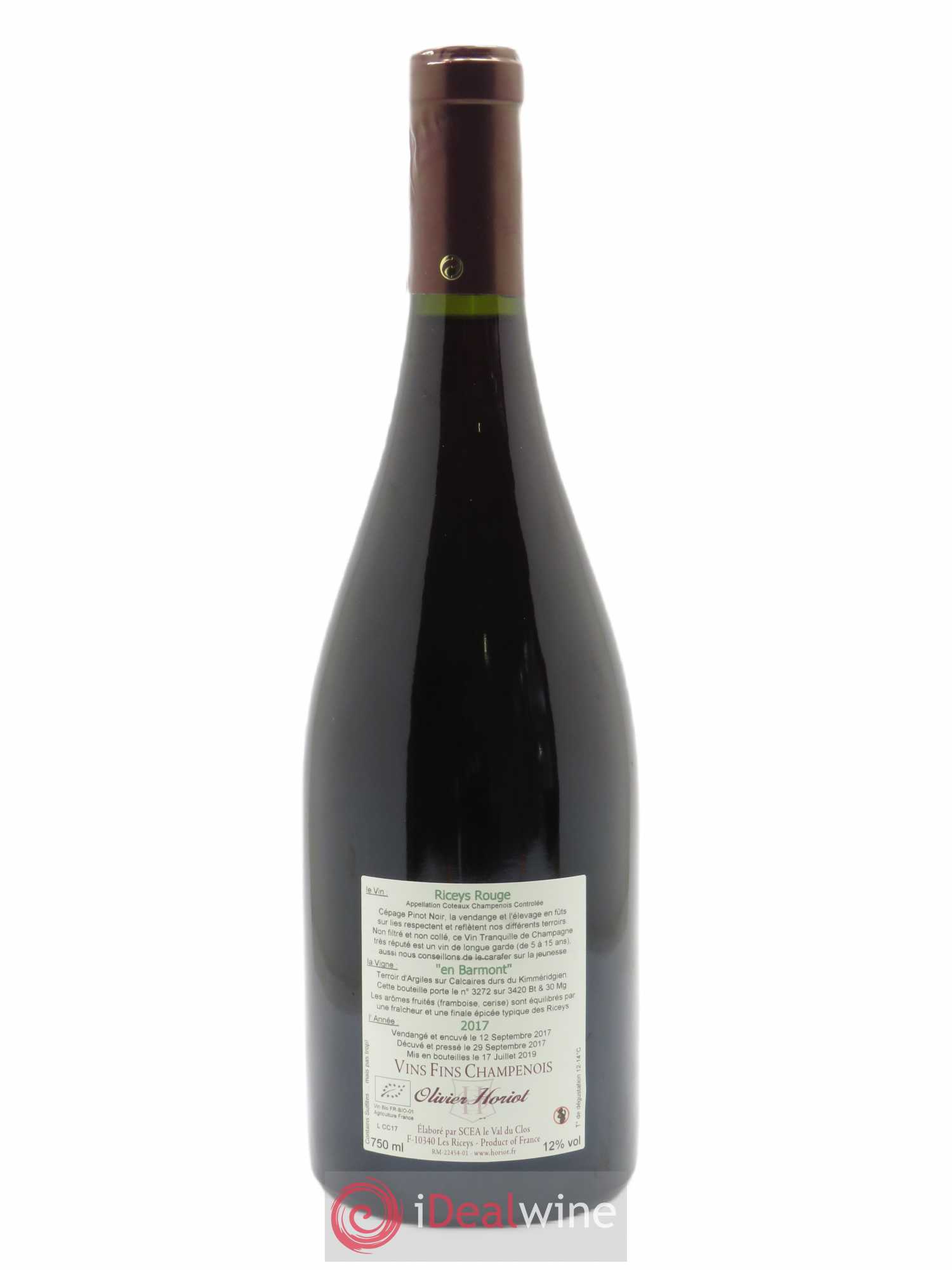 Riceys Rouge Olivier Horiot 2017 - Lot of 1 bottle - 1