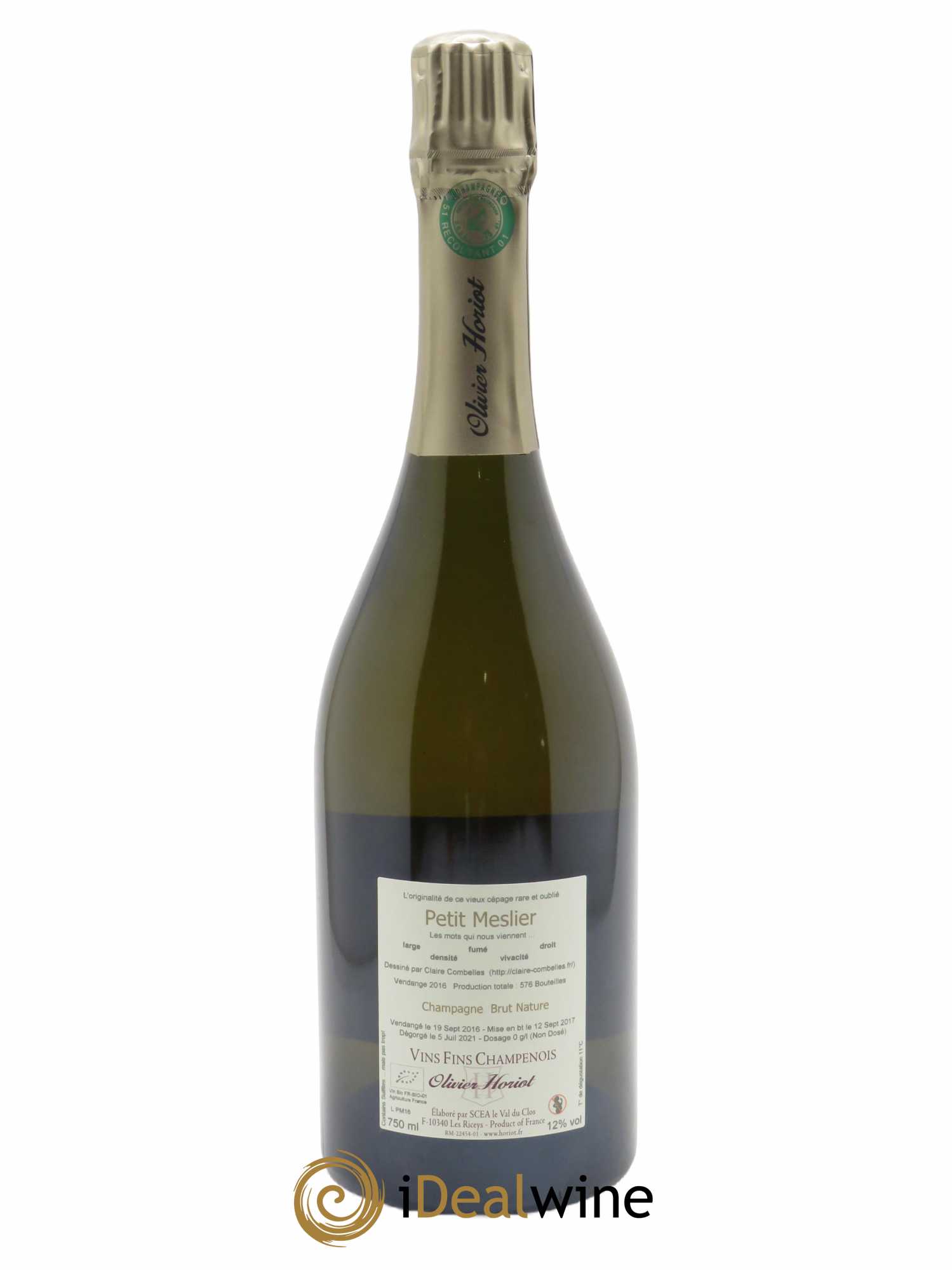 Petit Meslier Brut Nature Olivier Horiot 2016 - Lot of 1 bottle - 1