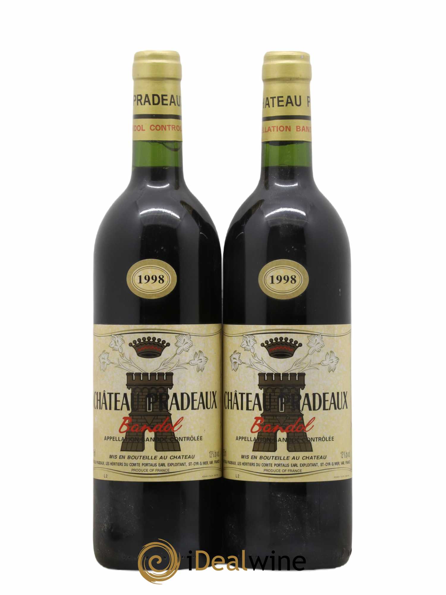Bandol Château Pradeaux Famille Portalis 1998 - Lot de 2 bouteilles - 0