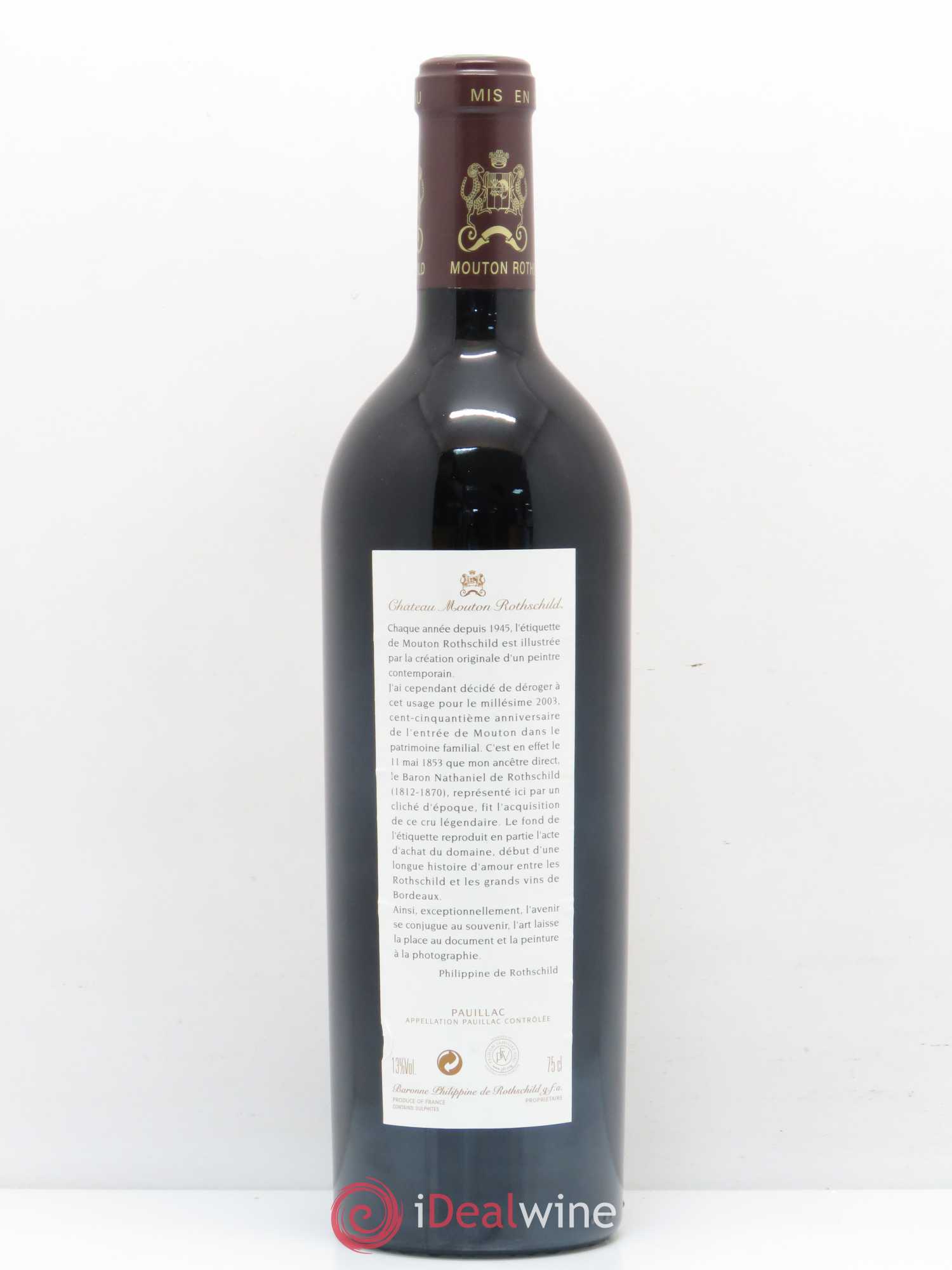 Château Mouton Rothschild 1er Grand Cru Classé 2003 - Lot de 1 bouteille - 1